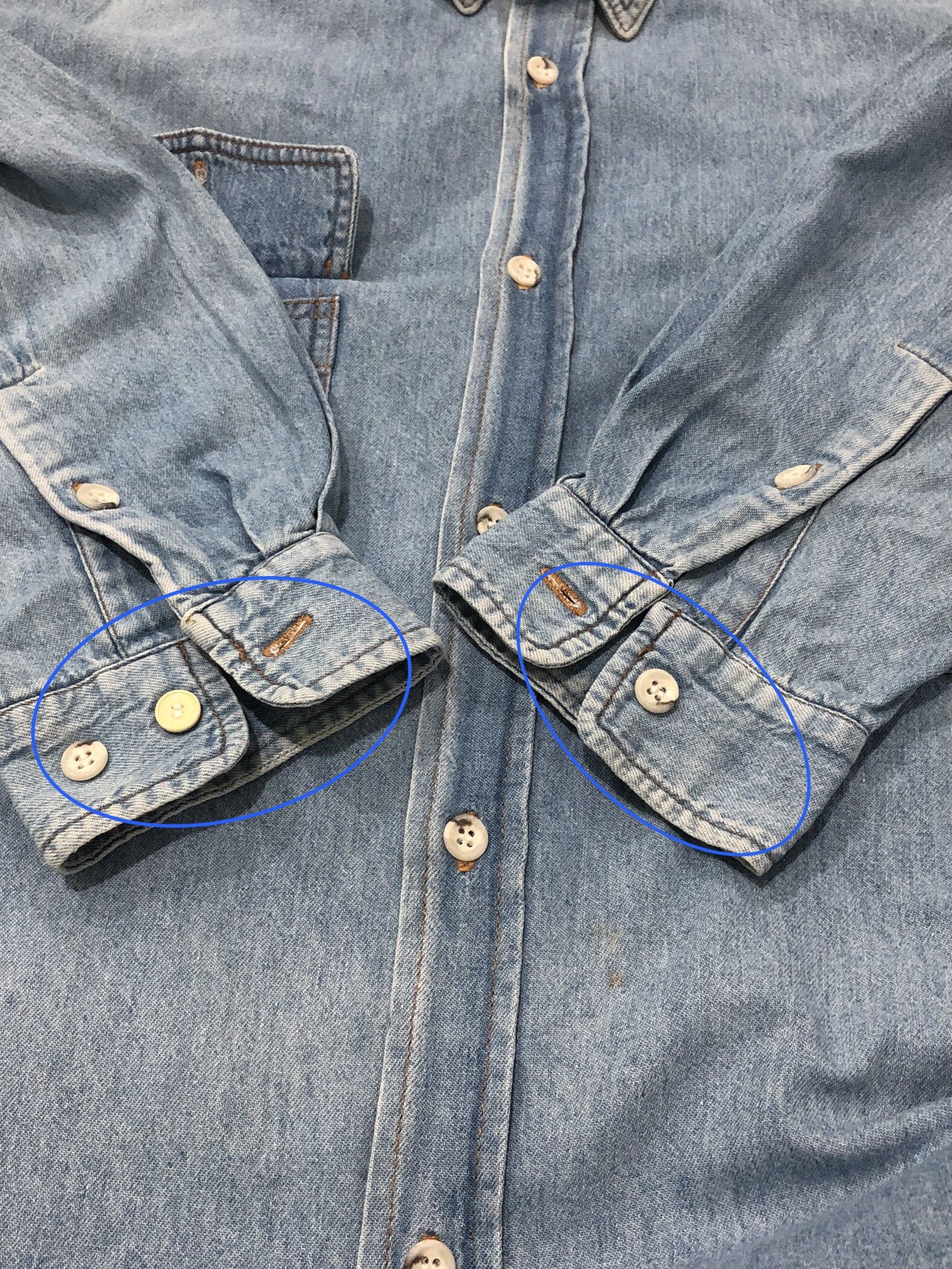 Blue Blue Japan × Japanese Brand × Vintage Vintage Worn Blue Blue Button Up Denim Shirt Size US M / EU 48-50 / 2 - 7 Thumbnail