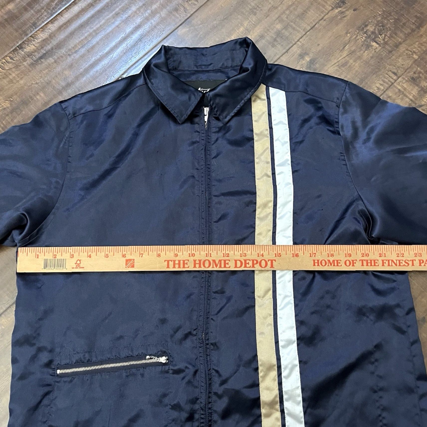 Vintage Stussy Mens Navy Blue Satin Racing Full Zip Jacket Medium Cafe Vintage RARE Size US M / EU 48-50 / 2 - 6 Thumbnail