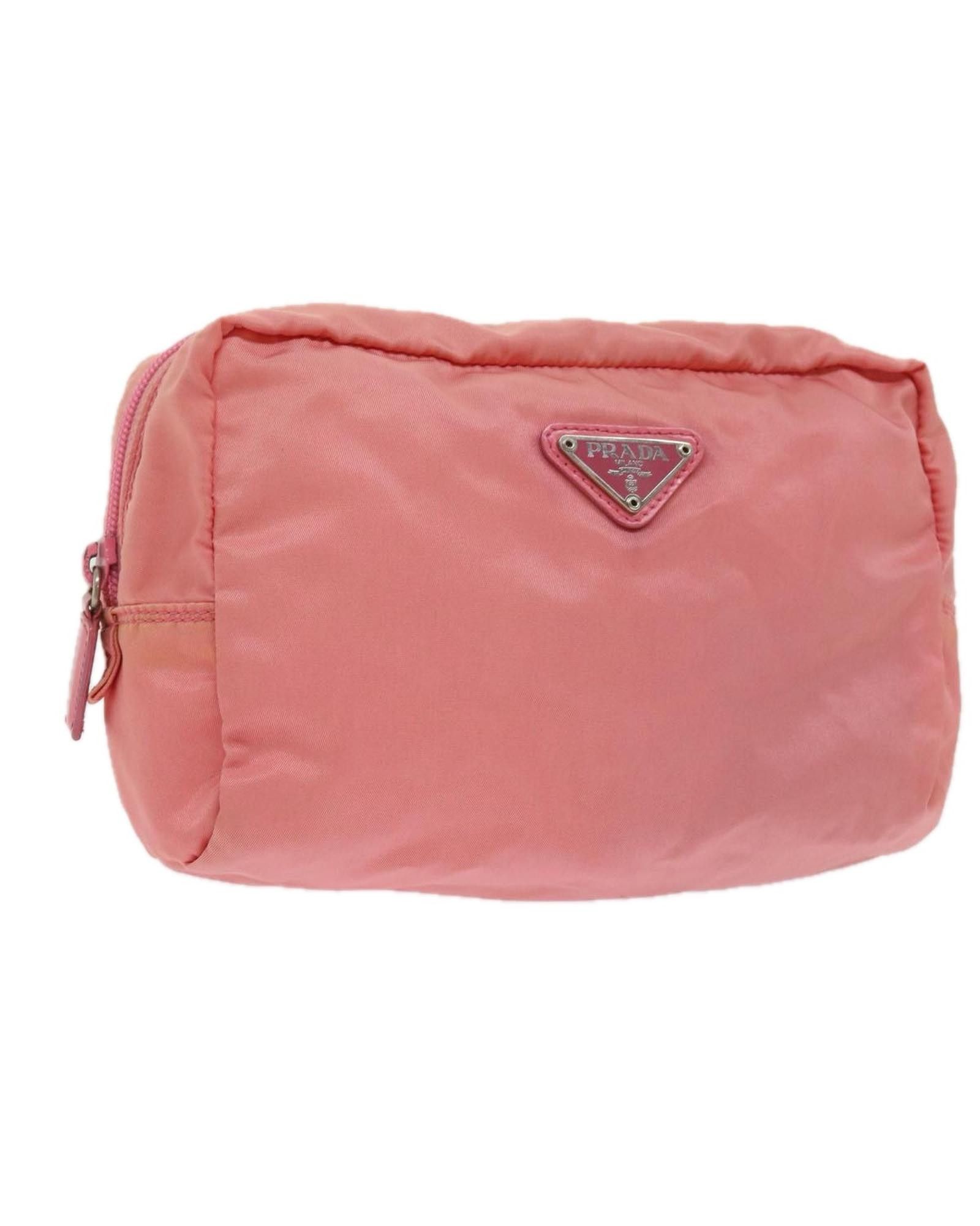 image of Prada Iconic Nylon Clutch in Pink, Women's