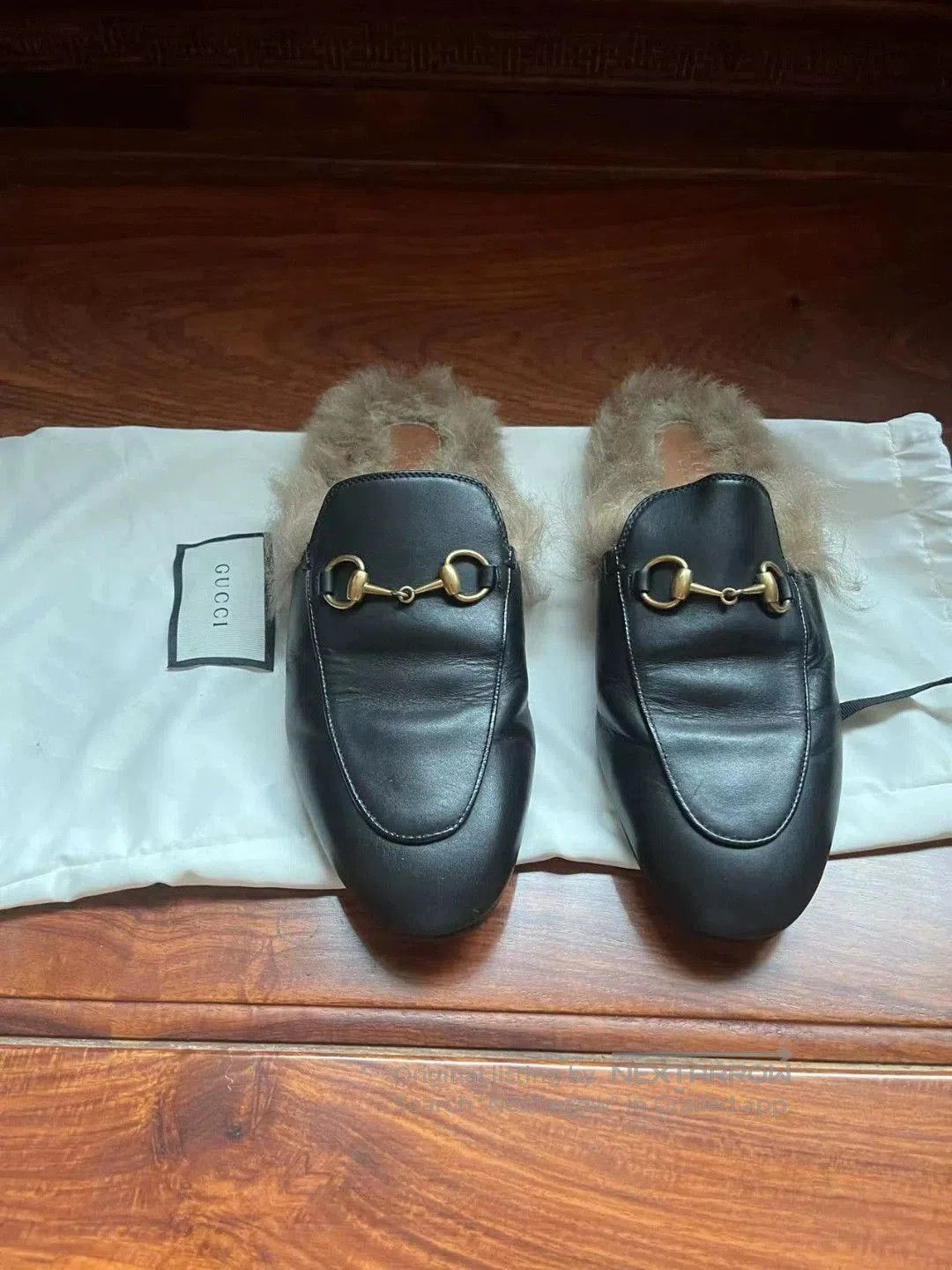 Gucci Gucci Black Fur Slip-On Loafers. Size US 6 / IT 36 - 1 Thumbnail