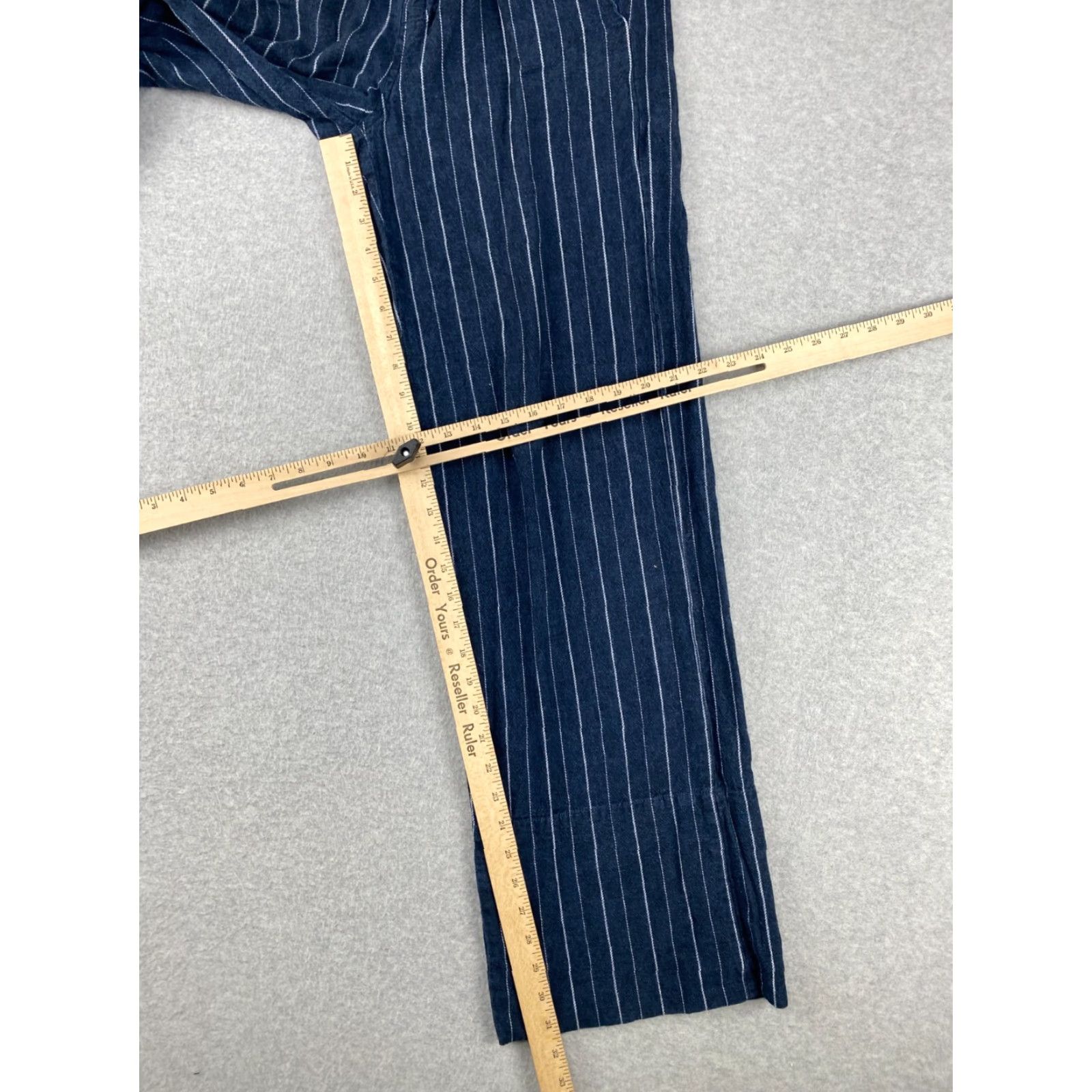 Free People Free People Pants Womens Navy Striped Wide-Leg Linen Cotton Boho Pleated Size 2 Size 26" / US 2 / IT 38 - 6 Thumbnail