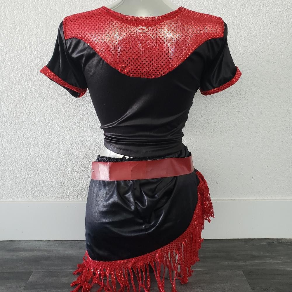 Designer Black Red Cowgirl Adult Costume Size ONE SIZE - 3 Thumbnail