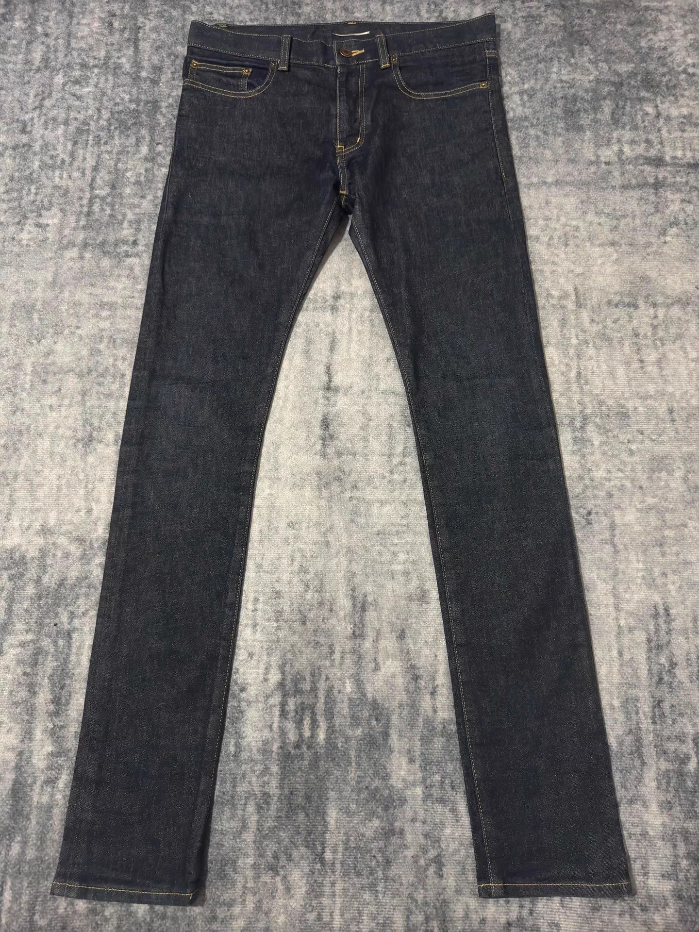 Saint Laurent Paris SLP 13FW Deep Blue Selvedge Raw Denim Jeans Size US 31 - 1 Thumbnail