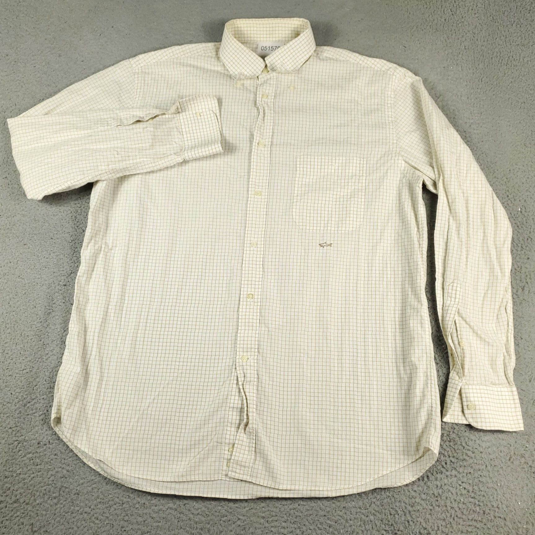 Paul & Shark VINTAGE Paul Smith Dress Shirt Mens Size 17 Long Sleeve Check Beige Cotton Business Casual Formal Size 46R - 3 Thumbnail