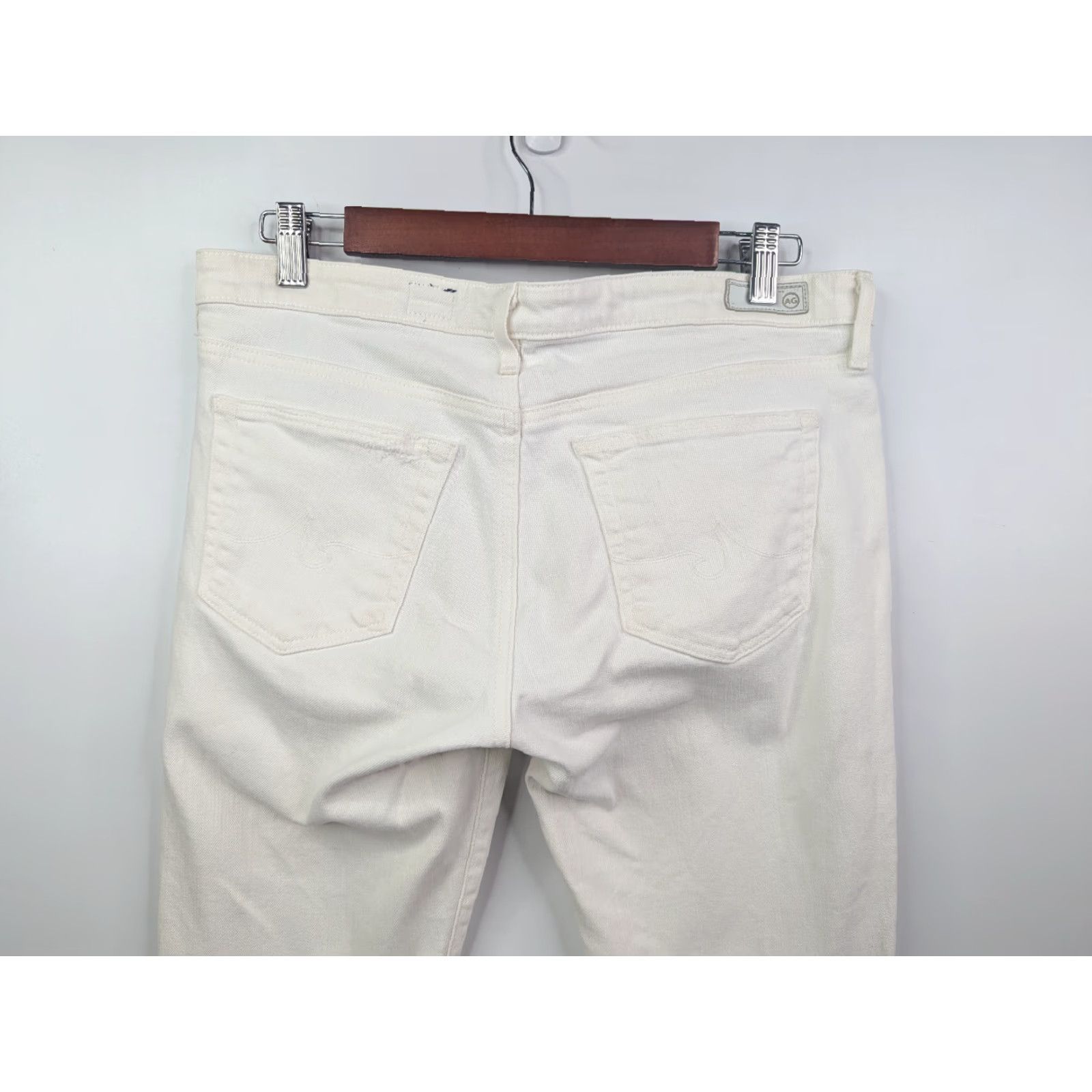 Vintage AG Adriano Goldschmied Jeans Womens 31 The Legging Super Skinny Distressed Ankle Ivory Size 24" / US 00 / IT 34 - 6 Thumbnail