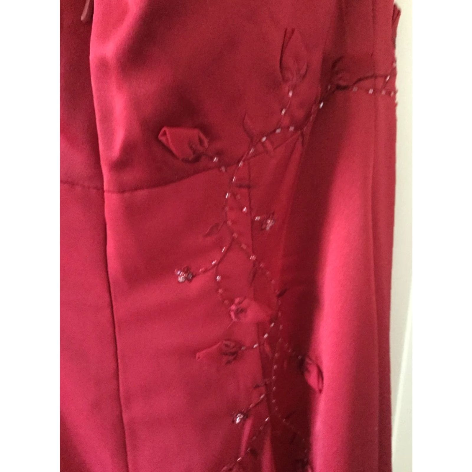 Vintage David's Bridal Bridesmaid Red Evening Dress Strapless Size 4 Appliqué Detail Size ONE SIZE - 7 Thumbnail