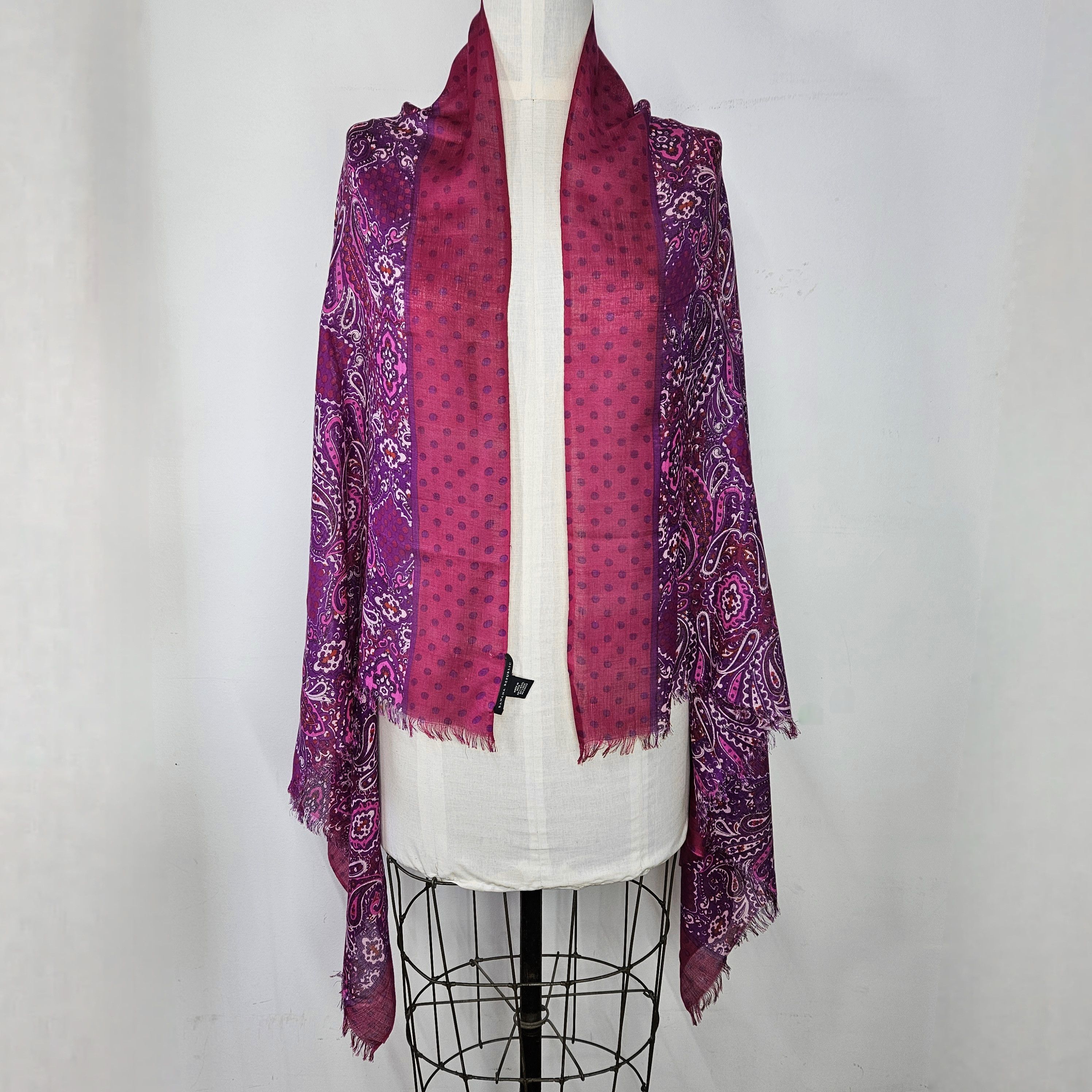Banana Republic Banana Republic 60x37" Sarong Scarf Silk Wool Floral Paisley Size ONE SIZE - 4 Thumbnail