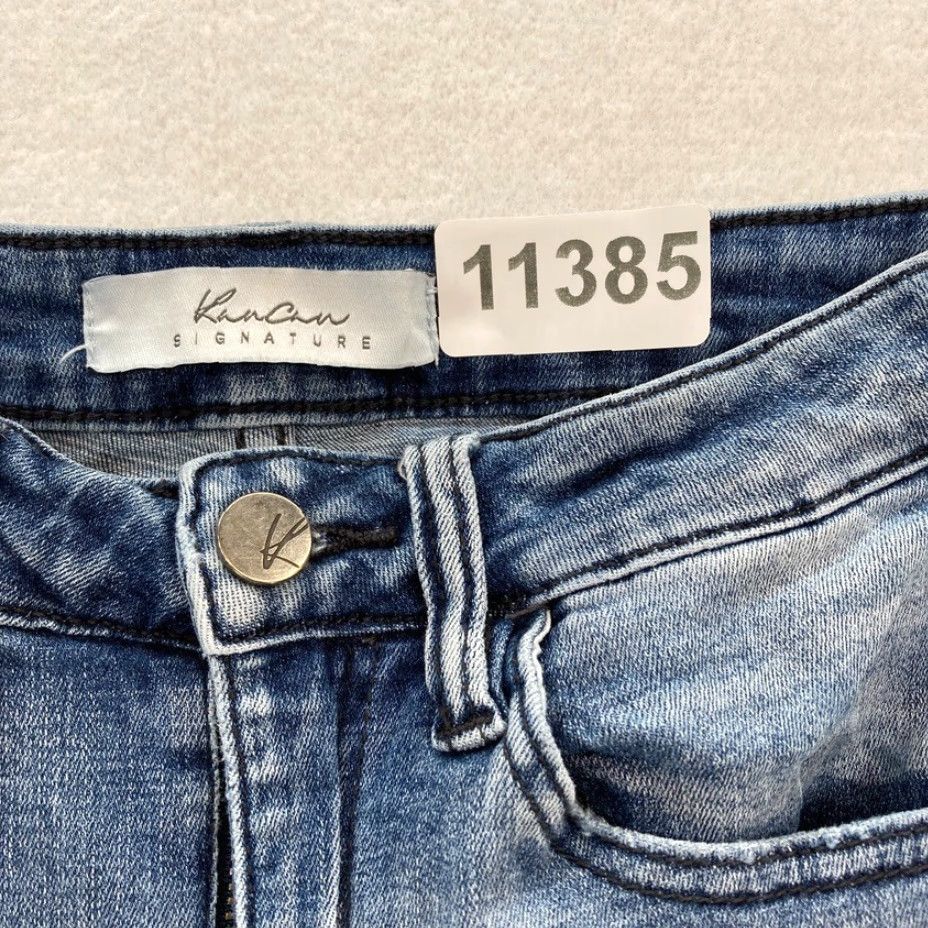 Vintage KanCan Jeans Women's 25 Light Wash Blue Stretch Denim Skinny Ankle Distressed Size 42" / US 20 - 5 Thumbnail