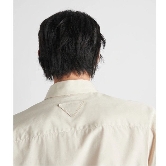 Prada o1bcso1str1025 Popeline Shirt With Print in Beige Size US S / EU 44-46 / 1 - 4 Thumbnail
