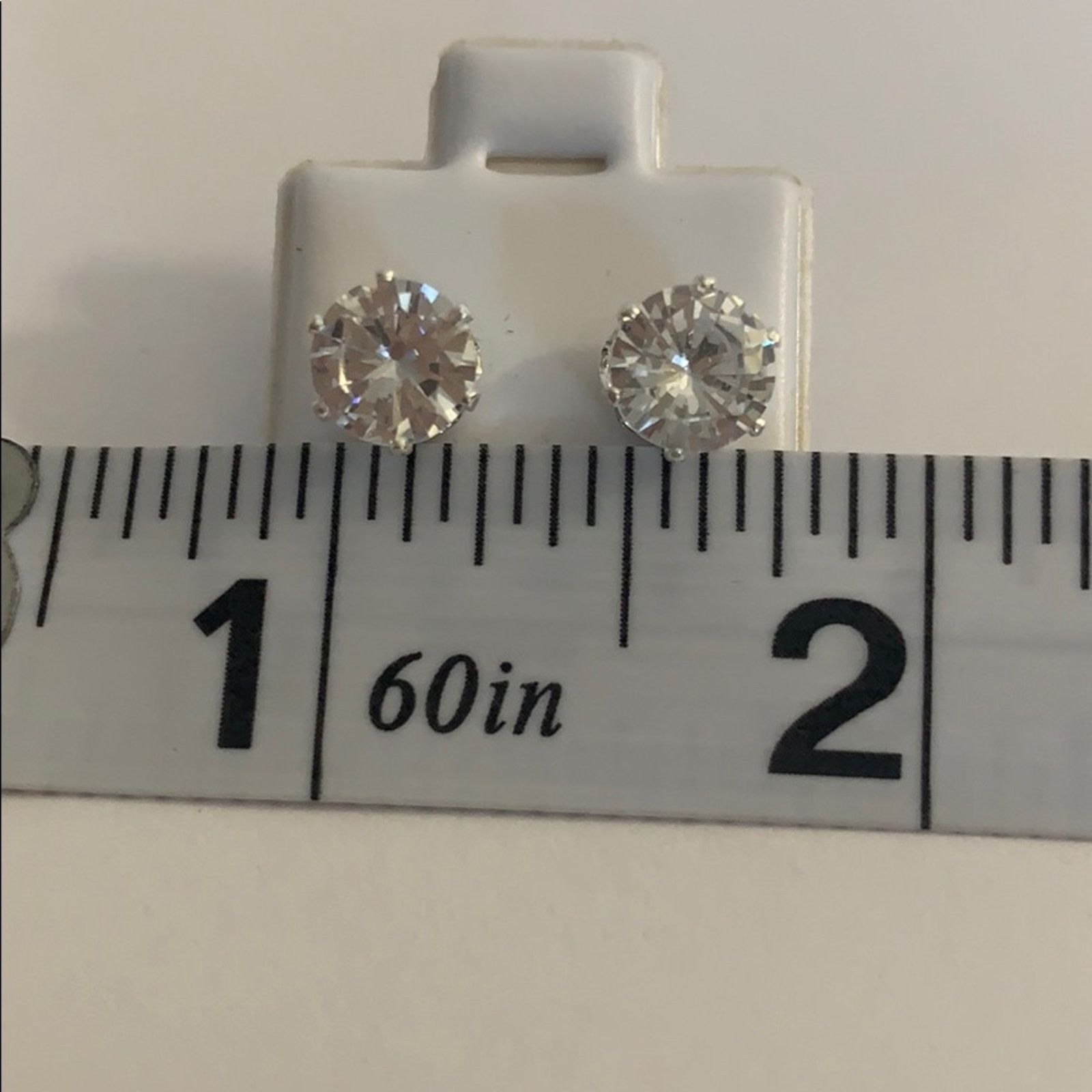 Other Large Diamond CZ Faux Silver Stud Earrings Size ONE SIZE - 3 Thumbnail