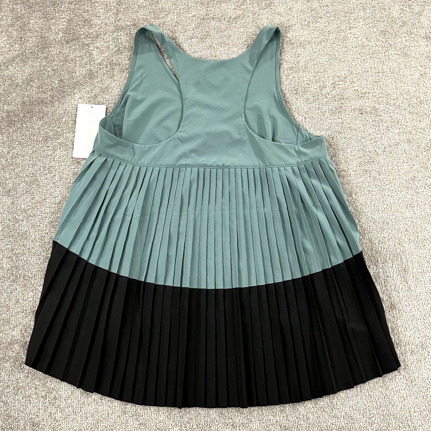 Athleta ATHLETA Shirt Womens Large Green Black Swing Forward Pleated Tank Sleeveless NEW Size L / US 10 / IT 46 - 3 Thumbnail