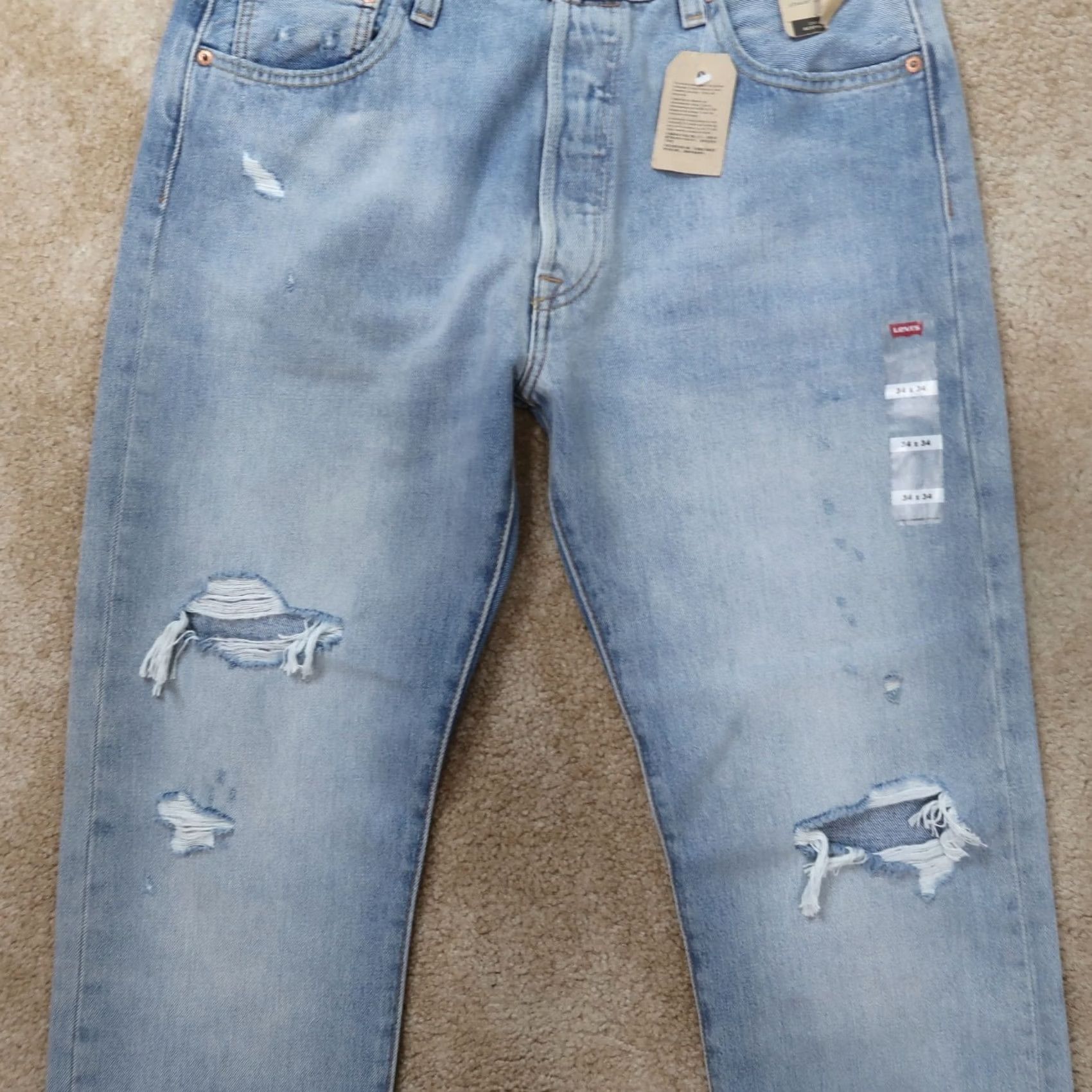 Levi's Levi's 501 Jeans Men's 34x34 Blue Denim Straight Leg Button Fly New Size US 34 / EU 50 - 2 Thumbnail