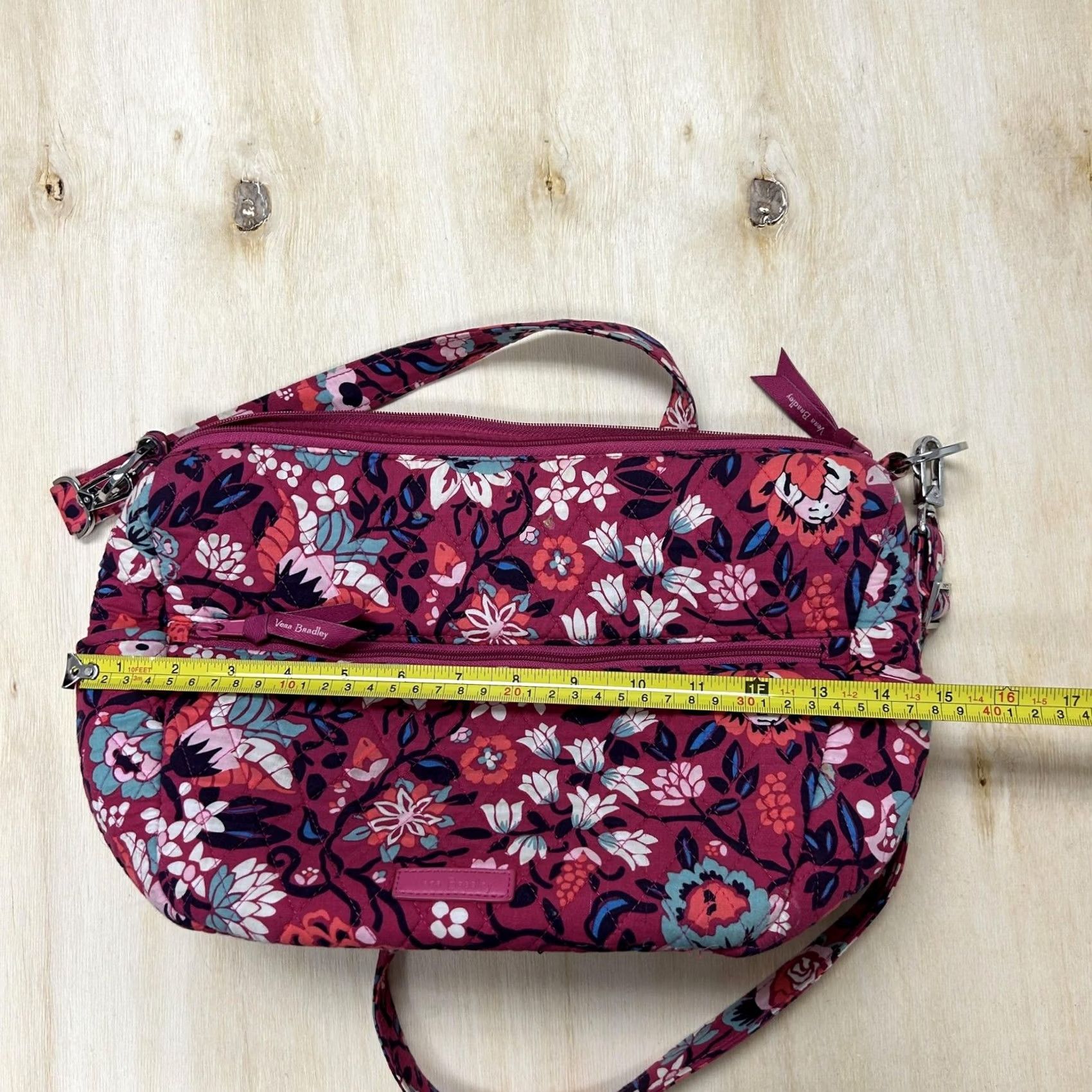 Vera Bradley Vera Bradley Crossbody Bag Womens Medium Pink Floral Quilted Cotton Zip Shoulder Size ONE SIZE - 6 Thumbnail