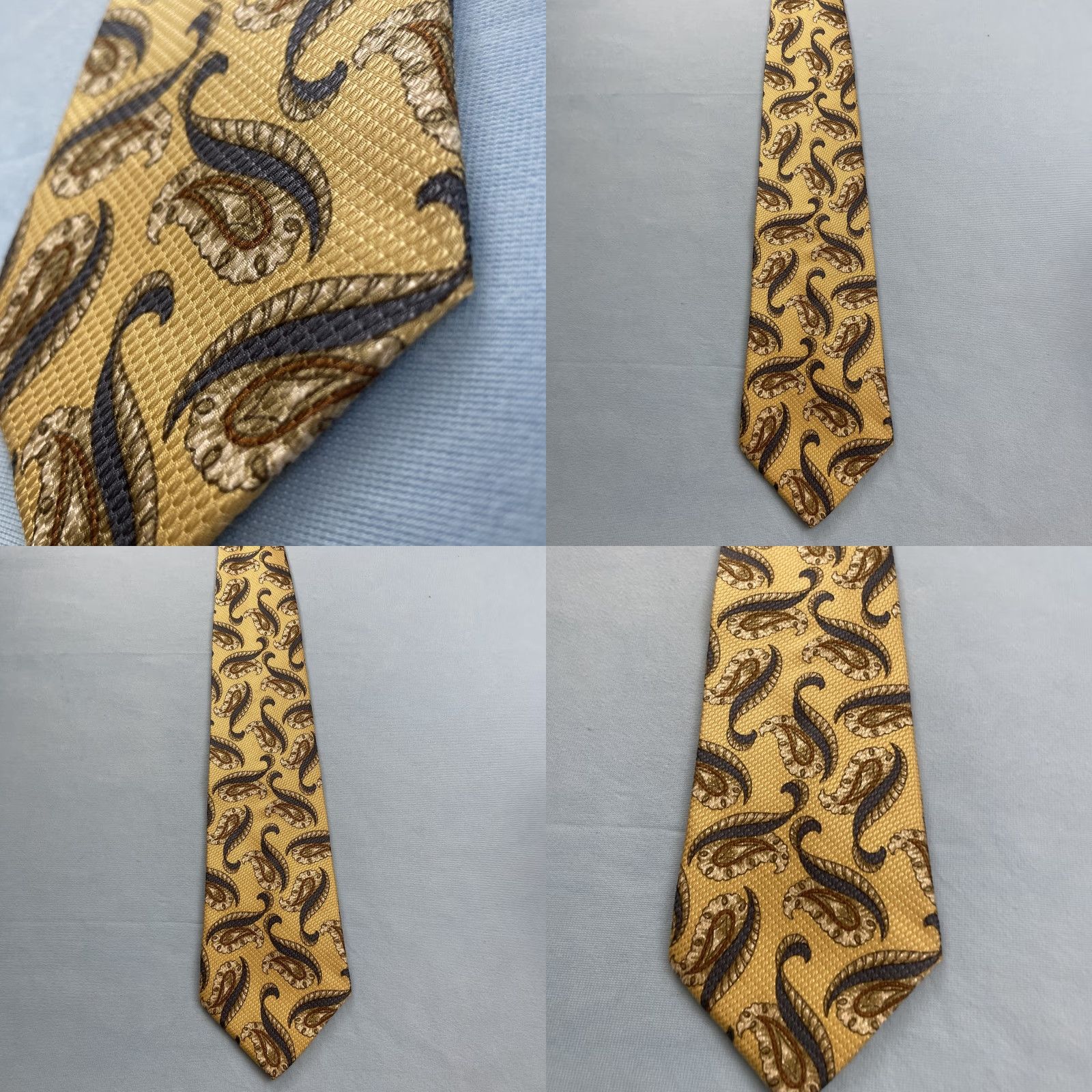Valentino VINTAGE Valentino Tie 100% Silk Hand Made Italy Yellow Paisley 4x57 Classic Menswear Tie Size ONE SIZE - 9 Thumbnail