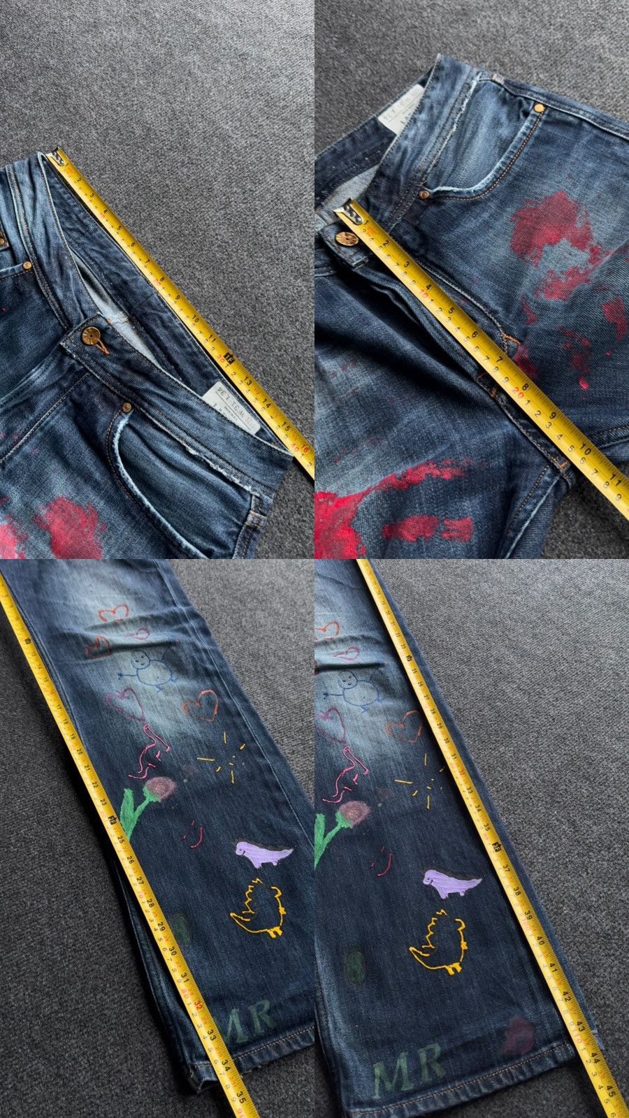 Diesel 00s Diesel Larkee Distressed Punk Custom Painted Y2K Jeans Size US 31 - 20 Thumbnail