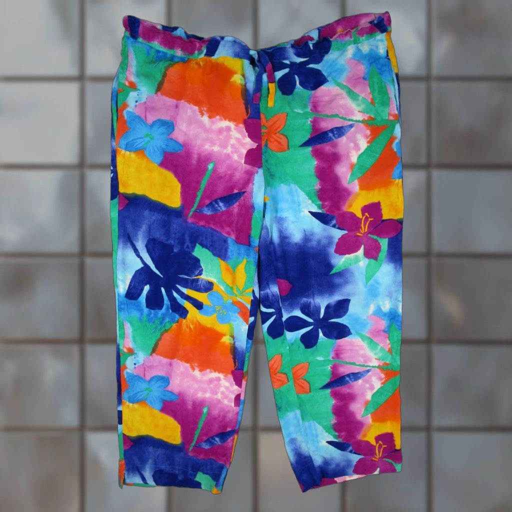 Jams World Jams World Pants Women Large Multicolor Tissue Flower W727-TIFL USA 40x26 Size 36" / US 14 / IT 50 - 1 Thumbnail