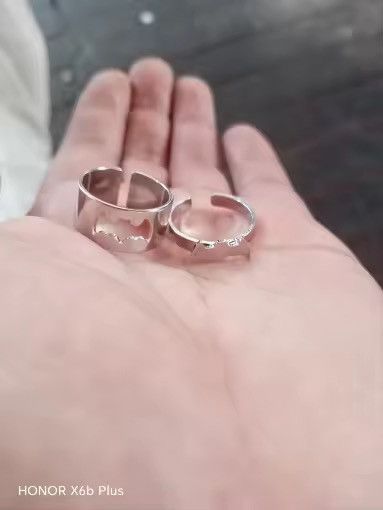 Jewelry Silver Bat Couple Ring Set Size ONE SIZE - 4 Thumbnail