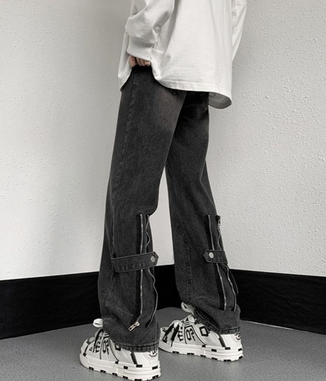 Japanese Brand Trendy men's straight high street workwear casual jeans Size US 32 / EU 48 - 2 Thumbnail