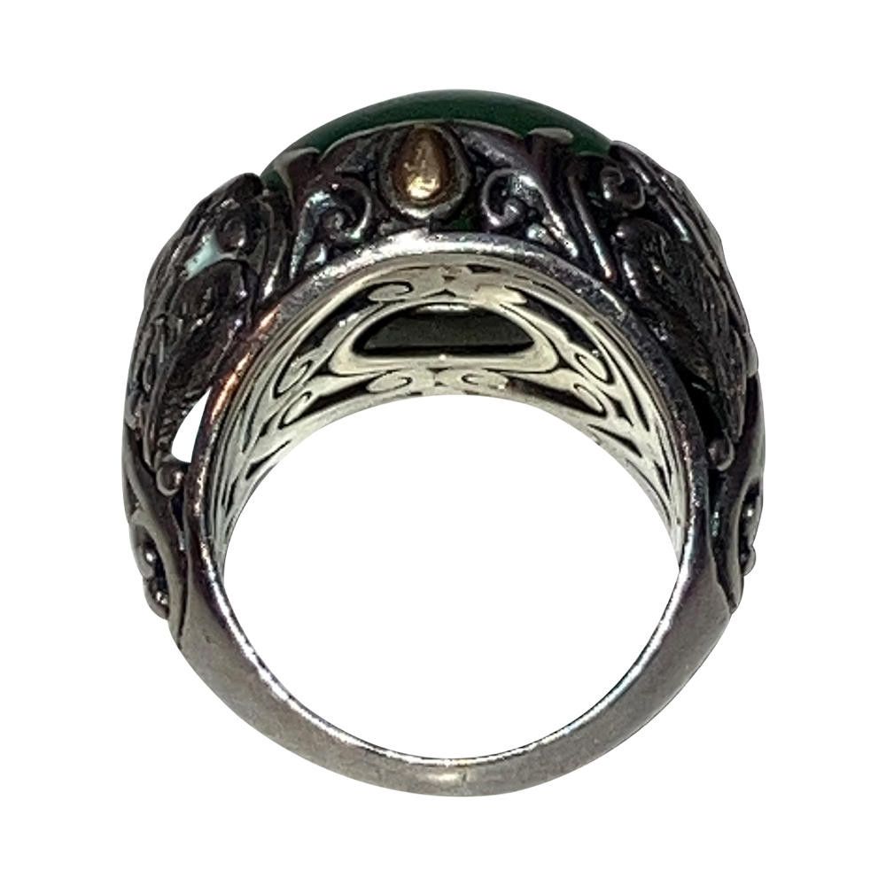Designer 18 kt Sterling Jadeite Ornate Ring Size ONE SIZE - 4 Thumbnail