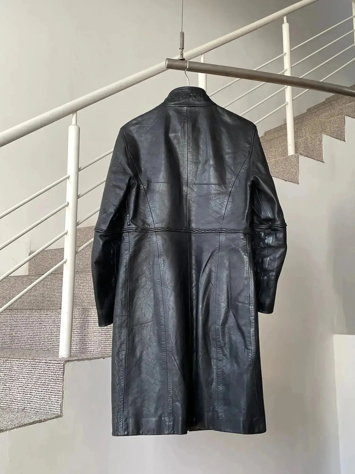 Armani ARMANI Coat Leather Jacket Trench 90s Sport Black E1039 Size M / US 6-8 / IT 42-44 - 5 Thumbnail
