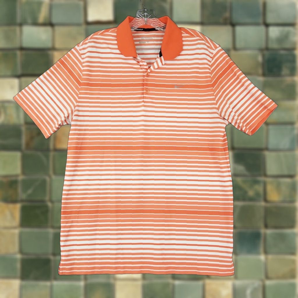 Nike NIKE GOLF Orange Striped Polo Shirt Short Sleeve Activewear Men’s Size L Size US L / EU 52-54 / 3 - 1 Thumbnail