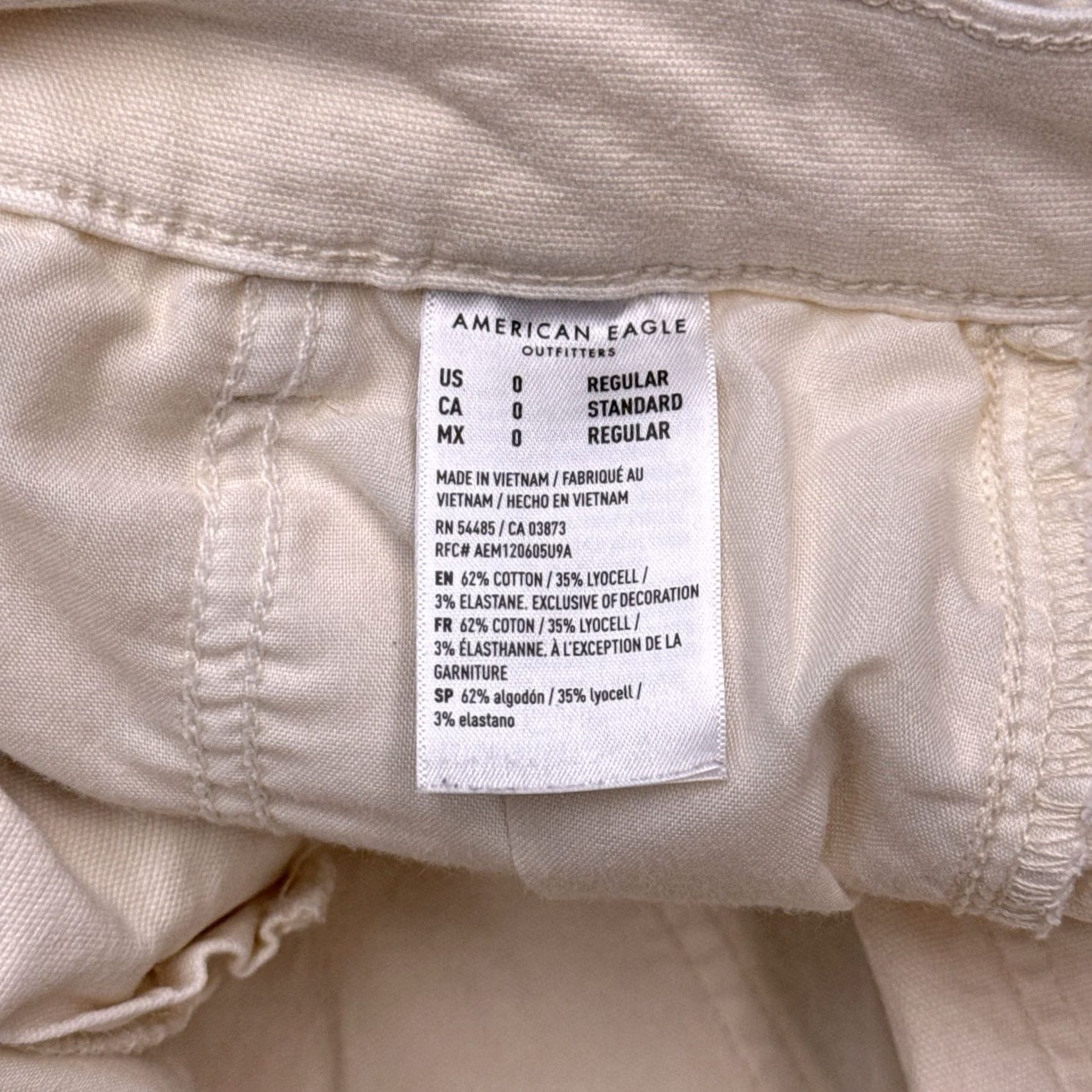 American Eagle Outfitters American Eagle High Rise Straight Pants Womens 0 Regular Beige Stretch Chino Logo City Casual Travel Size 25" / US 0 / IT 36 - 6 Thumbnail