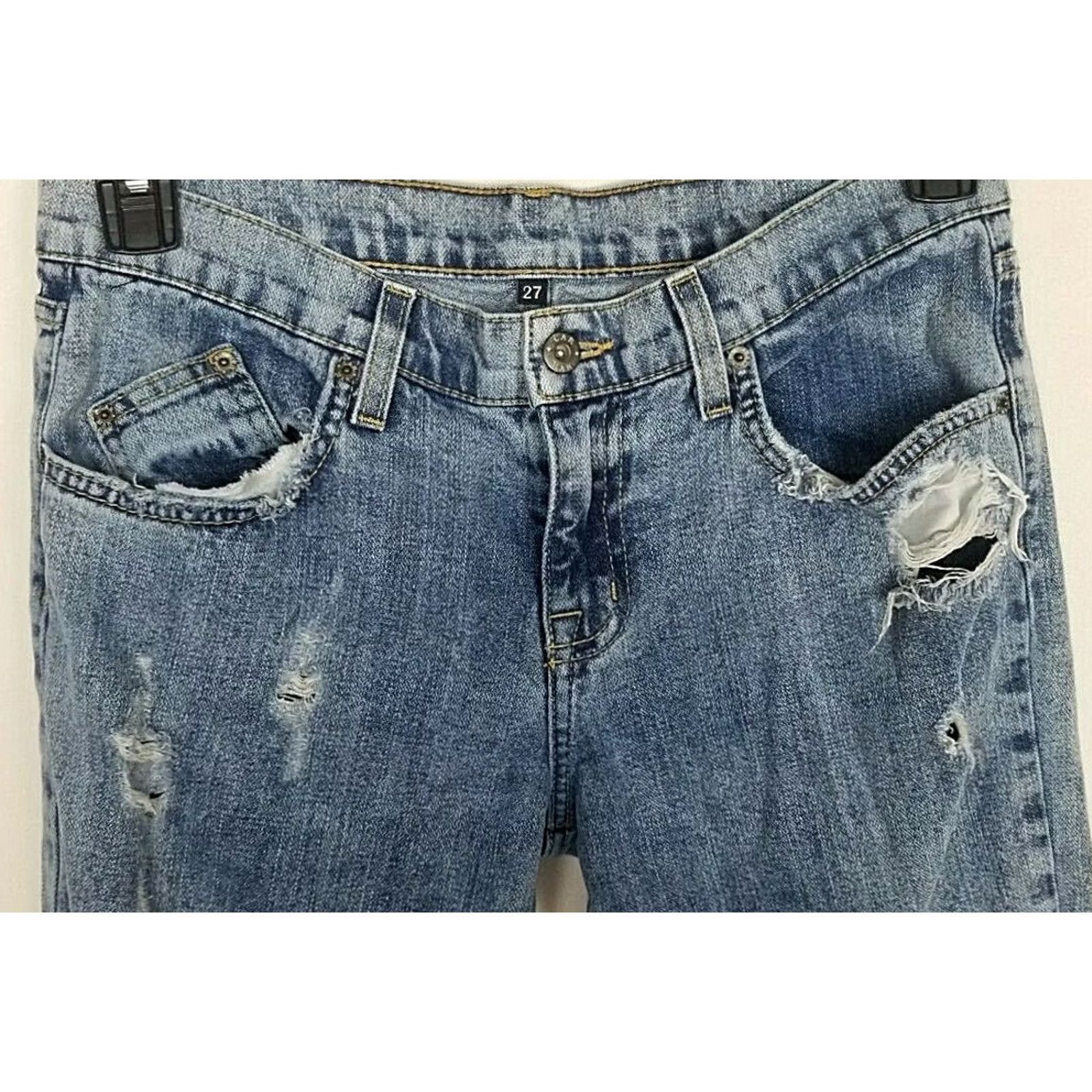 Vintage CARMAR Womens Jeans Blue 27 Ripped Straight Cotton USA Denim, Size 27, Regular, Blue, Women, Jeans, Straight, USA, Carmar Size 27" / US 4 / IT 40 - 3 Thumbnail
