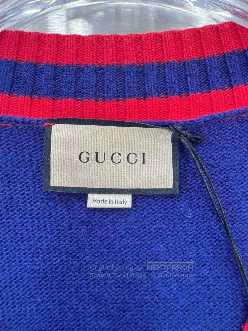 Gucci Gucci Blue animal letter embroidery logo knitted cardigan Size US S / EU 44-46 / 1 - 3 Thumbnail
