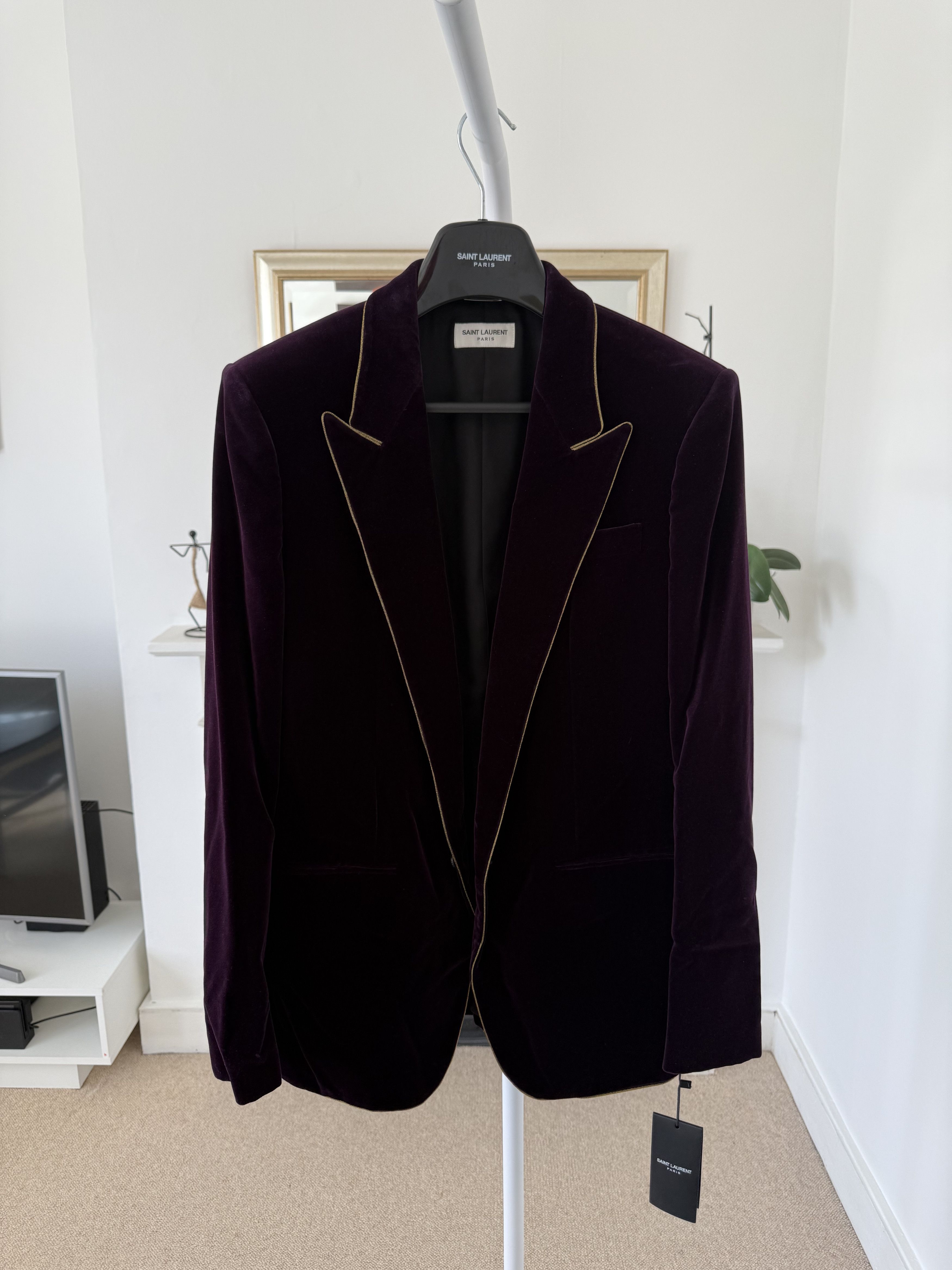 Saint Laurent Paris SS22 Saint Laurent Single Breasted Velvet Jacket Size 50R - 3 Thumbnail