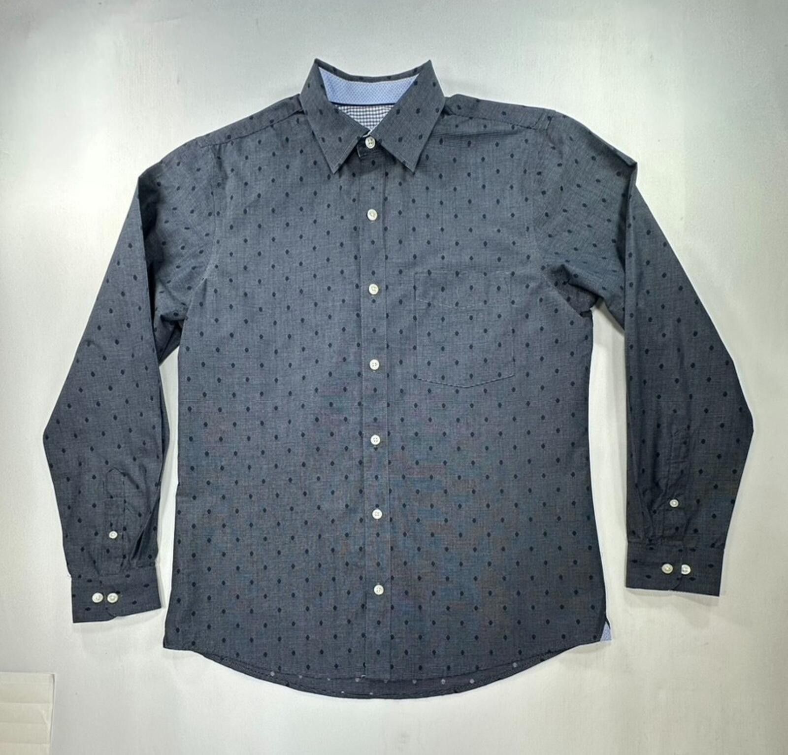 Van Heusen Van Heusen Originals Slim Fit Polka Dot Button-Up Gray Men M Size US M / EU 48-50 / 2 - 1 Thumbnail