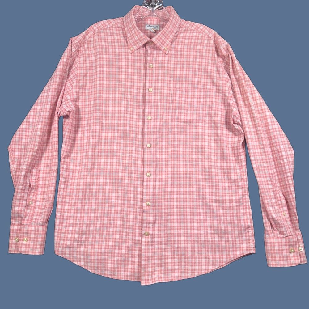 Peter Millar Peter Millar Shirt Mens L Dress Shirt Button-Down Check Pink Salmon Classic Preppy Business Size US L / EU 52-54 / 3 - 1 Thumbnail