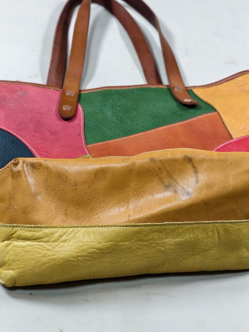 RRL Ralph Lauren Double RL Patchwork All-Leather Multi Color Tote Bag Size ONE SIZE - 9 Thumbnail