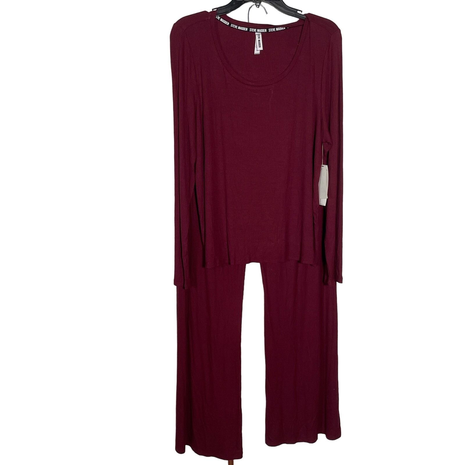 Steve Madden Steve Madden Women's Ribbed Sleep Tee/pants set red XL Size 34" / US 12 / IT 48 - 4 Thumbnail