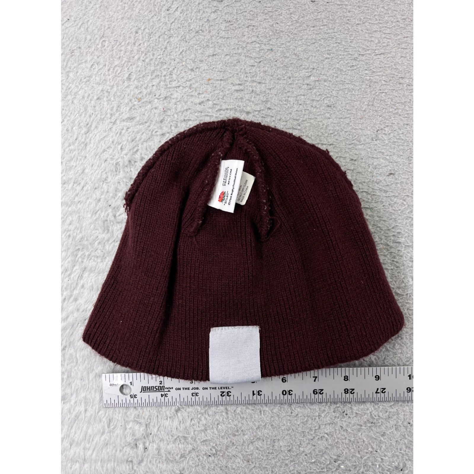 Vintage England Rugby RFU Beanie Adult One Size Burgundy Knit Acrylic Ski Est 1871 Size ONE SIZE - 5 Thumbnail