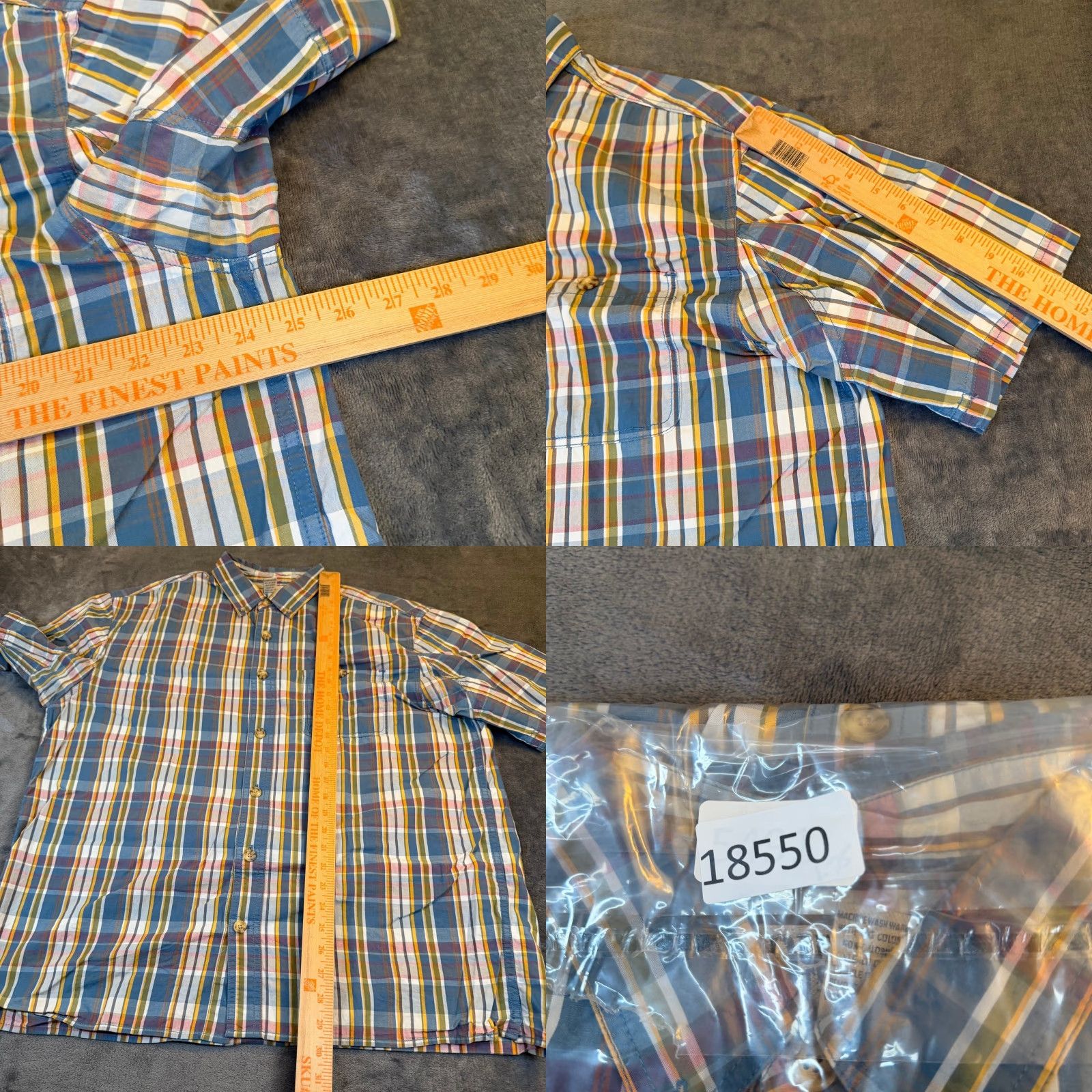Duluth Trading Company Duluth Trading Co Plaid Button-Down Shirt Mens Large Blue Short Sleeve Cotton Shirt Size US L / EU 52-54 / 3 - 8 Thumbnail