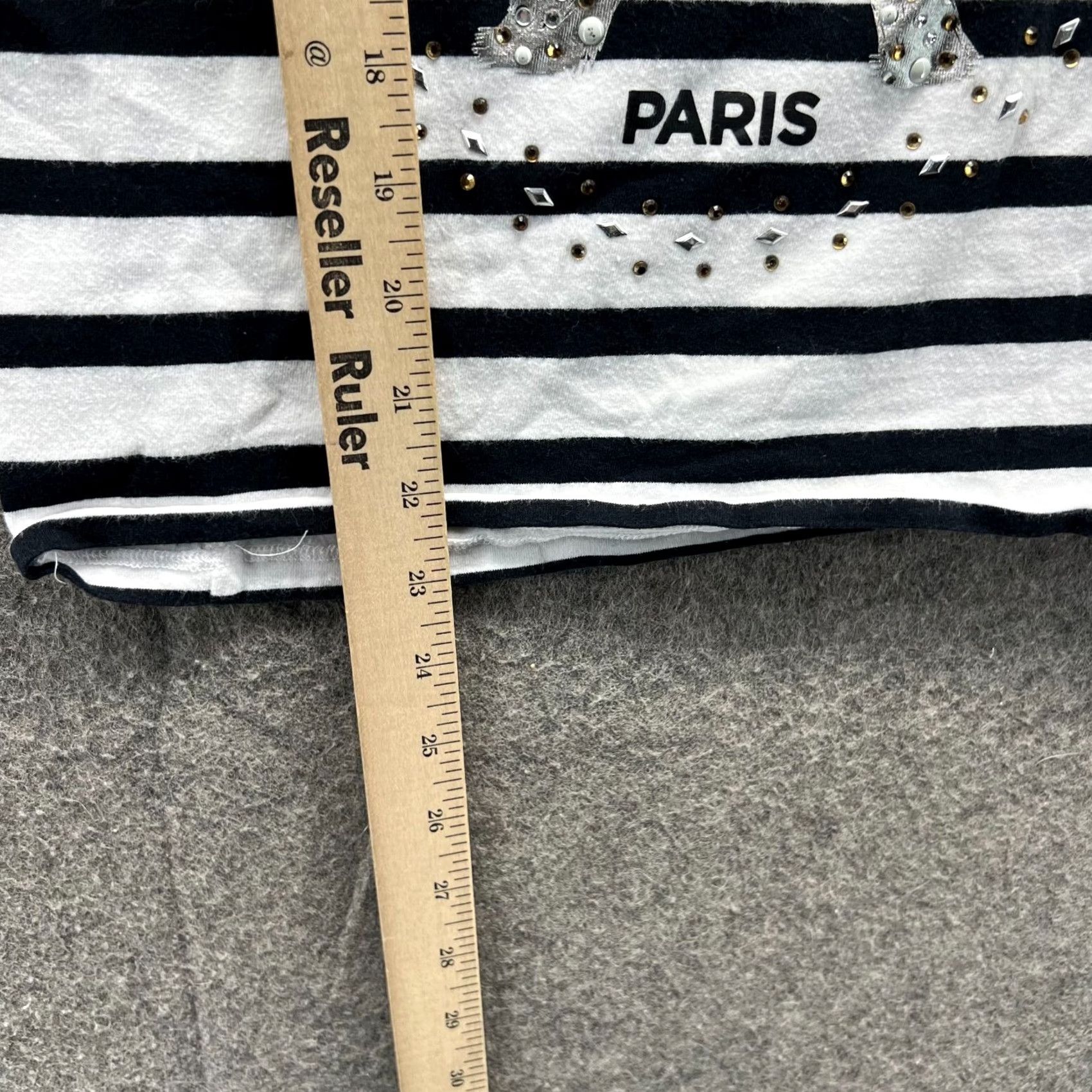 Karl Lagerfeld Karl Lagerfeld Shirt Womens XXS White Black Striped Eiffel Tower Embellished Tee Size XXS / US 00 / IT 34 - 6 Thumbnail