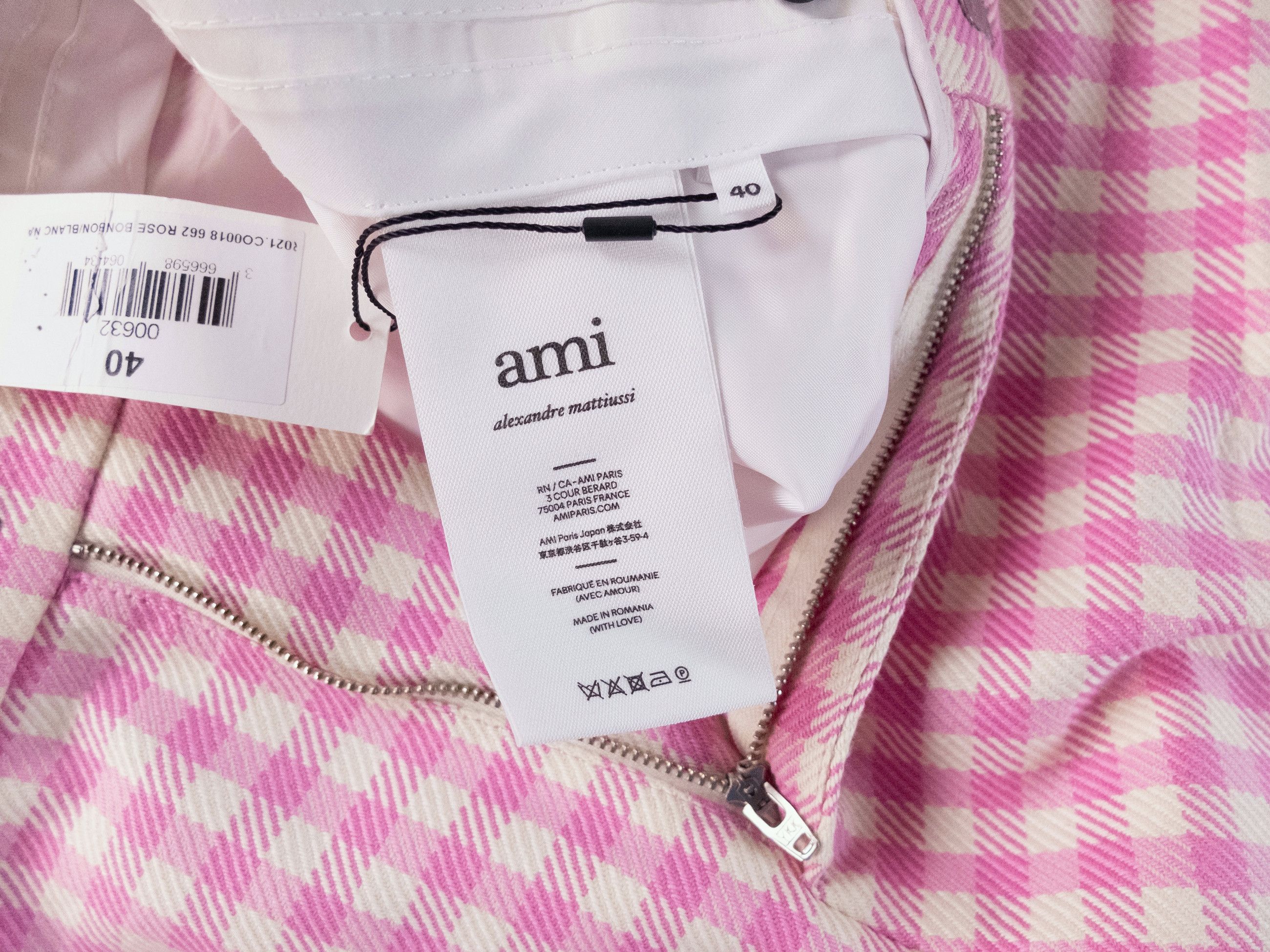 AMI AMI Paris pink white gingham check cropped high waist pants Size 28" / US 6 / IT 42 - 8 Thumbnail