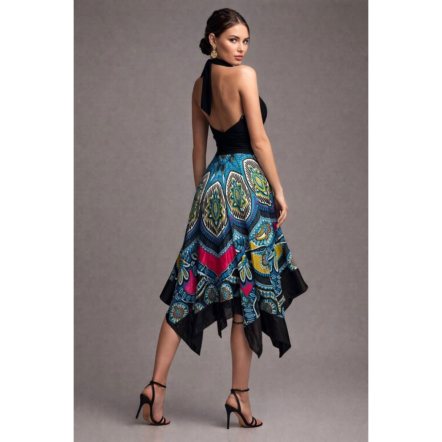 Other Signature by Sangria Size Small Black Blue Halter Dress Hand Size S / US 4 / IT 40 - 1 Thumbnail