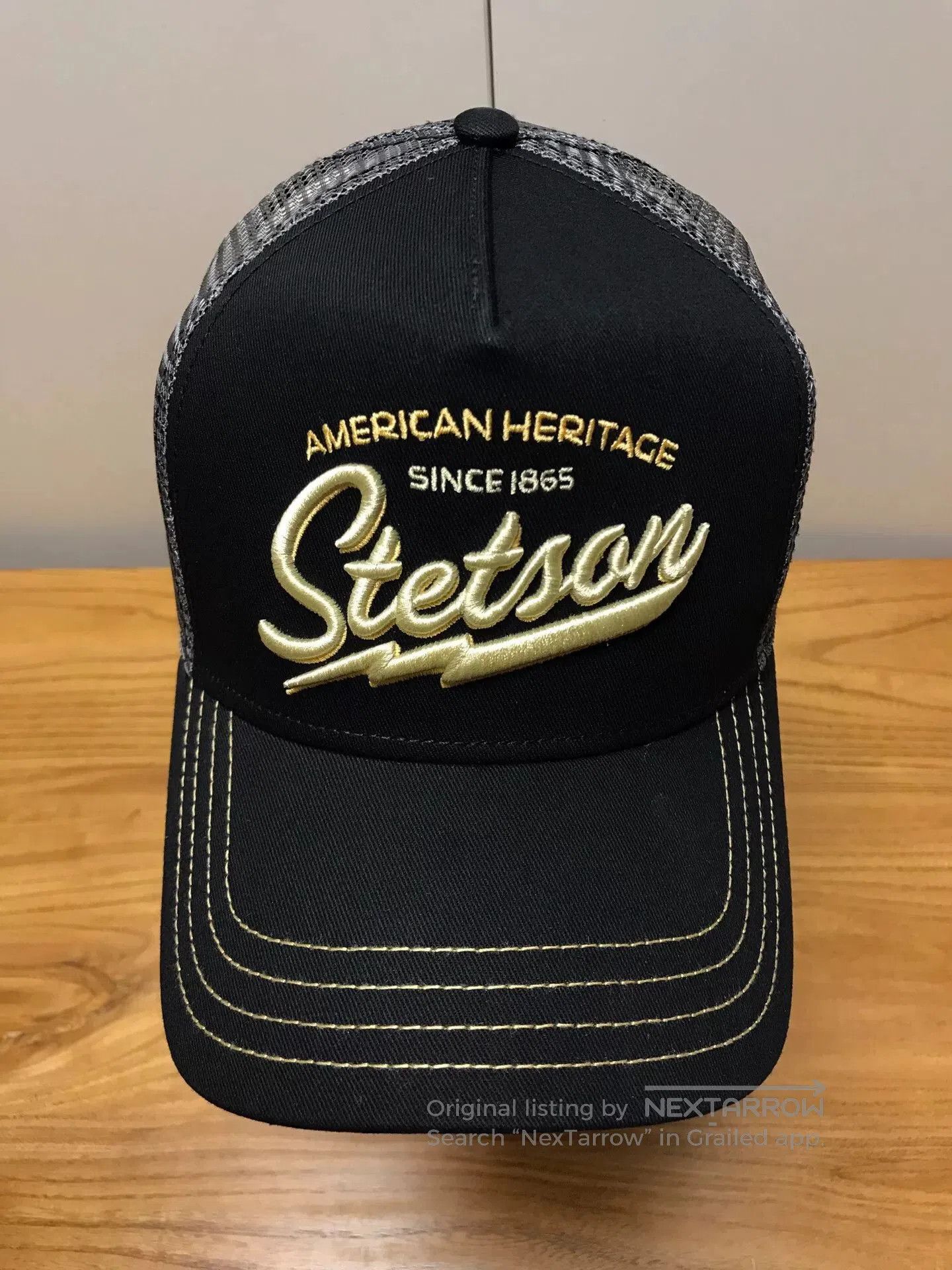 Stetson Stetson Black Trucker Cap w/ Gold Logo. Size ONE SIZE - 4 Thumbnail