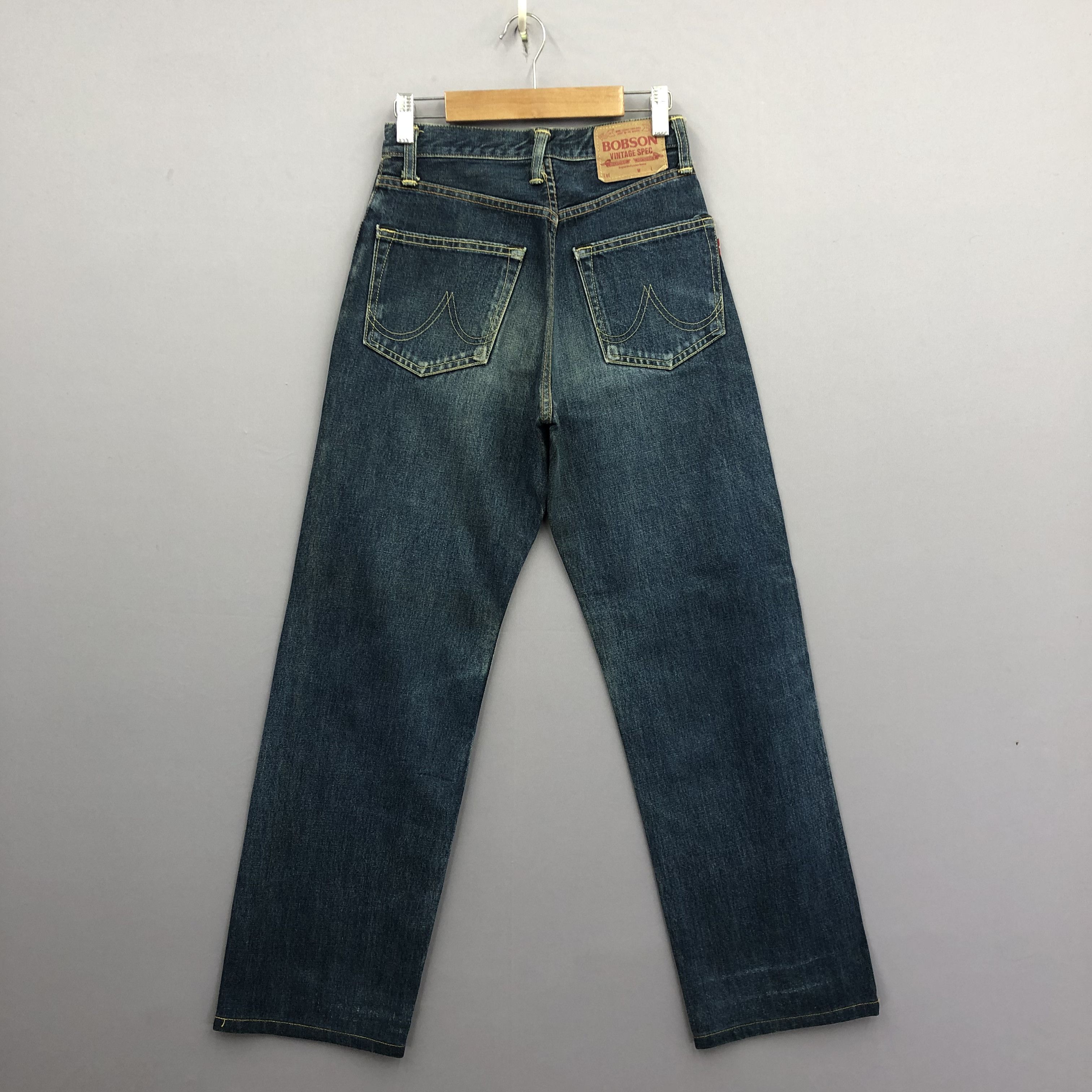 Japanese Brand Vintage Bobson Selvedge Faded Stonewash Jeans Redline Denim Size 24" / US 00 / IT 34 - 2 Thumbnail