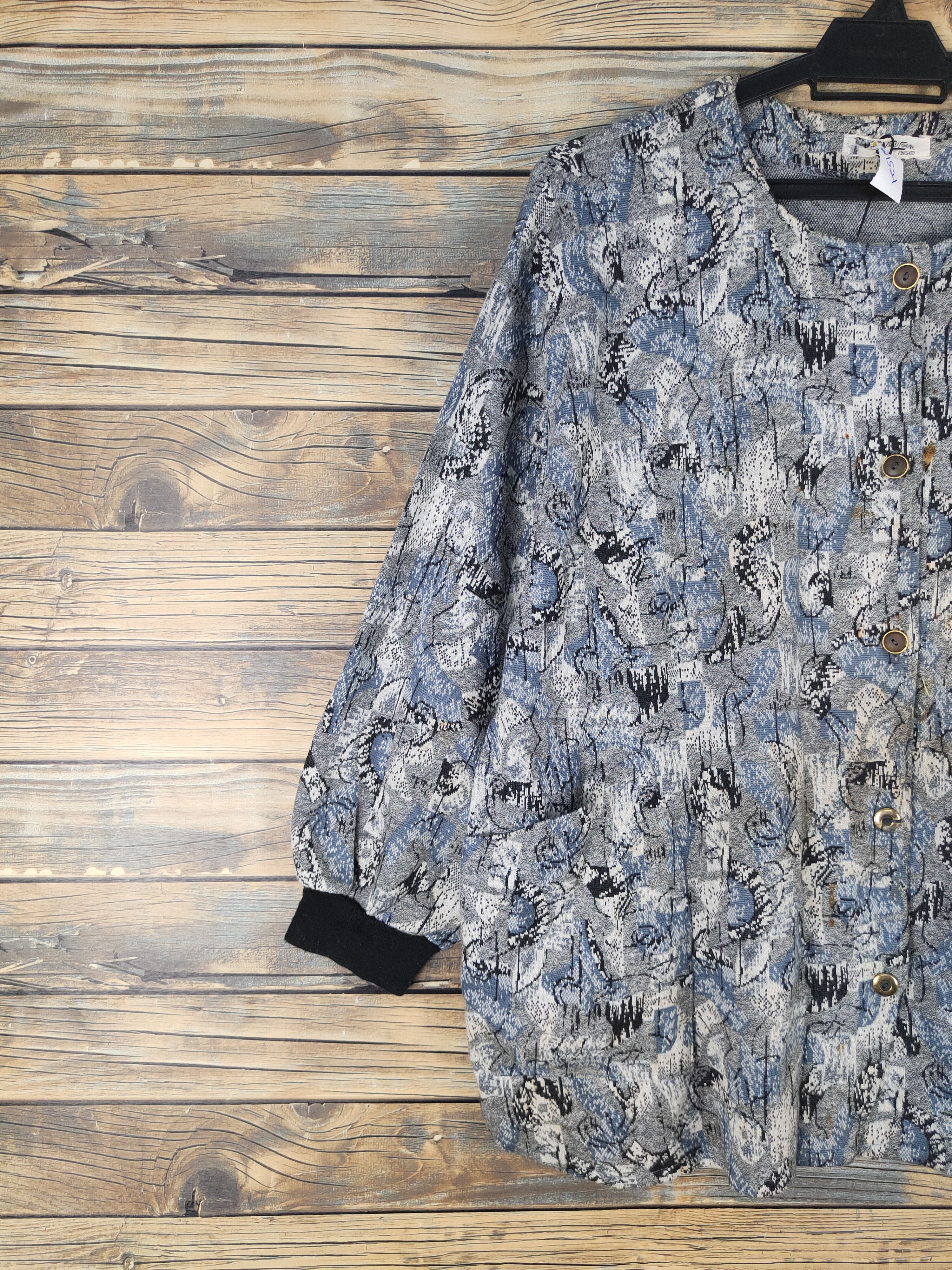 Homespun Knitwear × New Look × Vintage New Look Blue Gray Knitwear Blouses #W1521 Size L / US 10 / IT 46 - 5 Thumbnail
