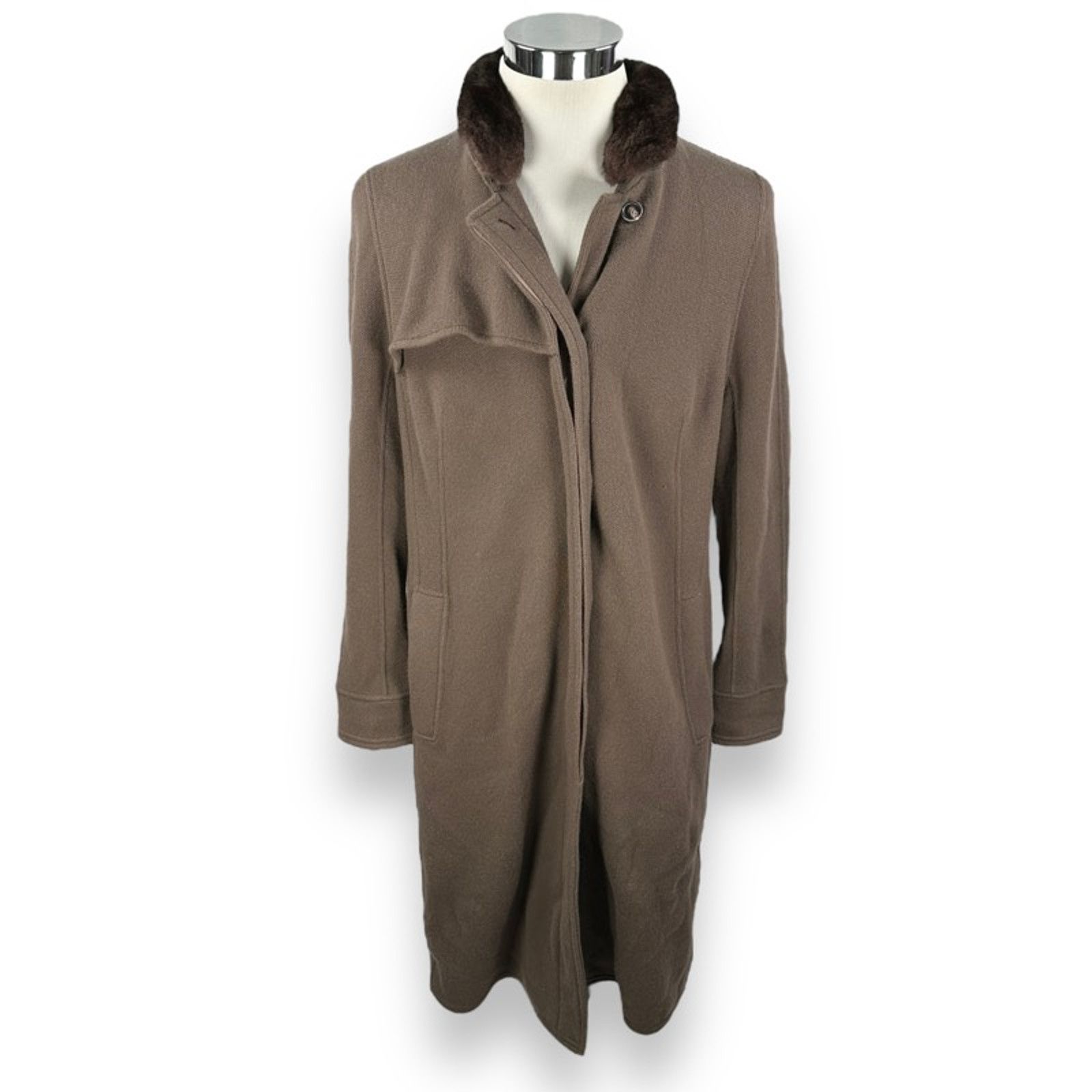 Akris Akris Cashmere Coat 12 Brown Removable Chinchilla Collar Size XL / US 12-14 / IT 48-50 - 1 Thumbnail