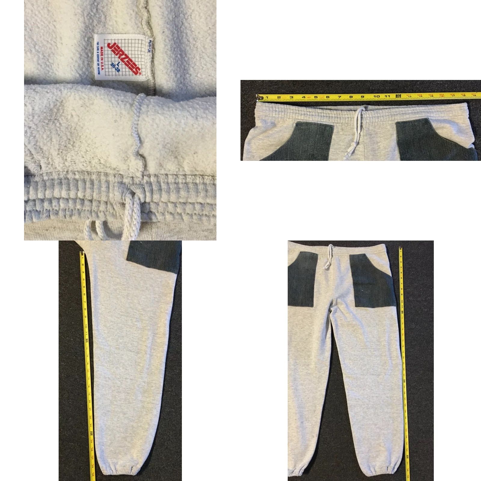 Denime VINTAGE Faded Denim Pocket Sweatpants L USA Grunge Track PE Gym Skate Surf Pants Men L Gray 80s 90s USA Retro Activewear Pockets Size US 33 - 8 Thumbnail