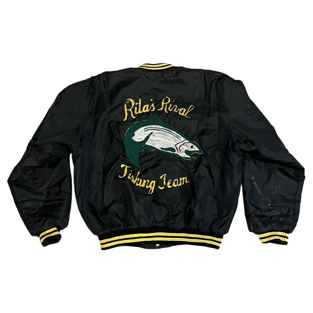 Vintage VINTAGE Chainstitch Fishing Varsity Jacket Size US XL / EU 56 / 4 - 1 Thumbnail