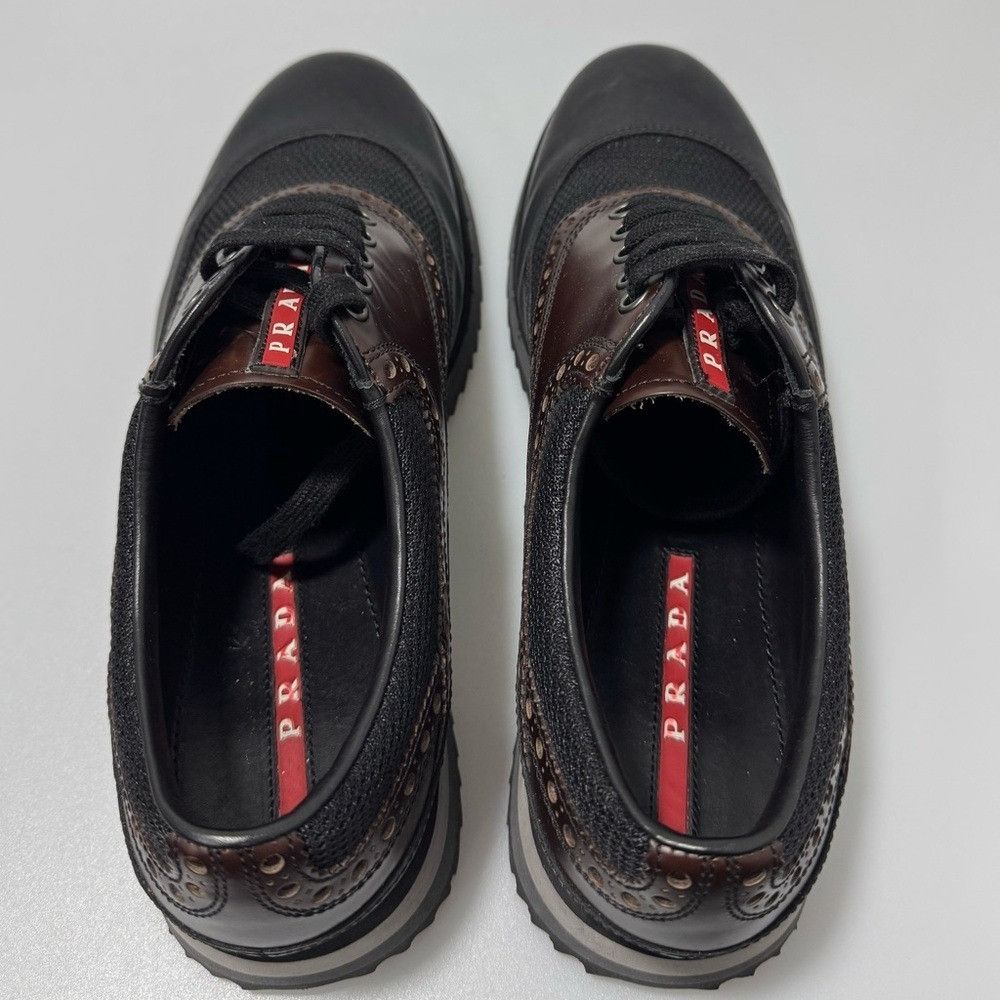 Prada Prada Sport Leather Colorblack Derby Lace-Up Sneakers Brown Size US 8.5 / EU 41-42 - 5 Thumbnail