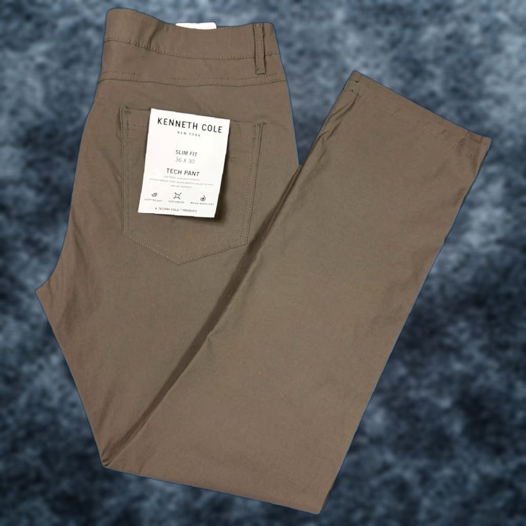 Kenneth Cole Slim Fit Tech Pants 36x30 Lightweight Flex Brown 5 Pocket  Casual Mens