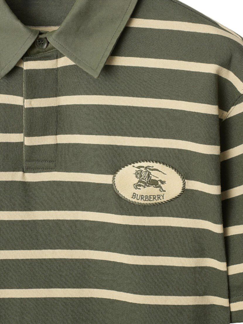 Burberry os11x0326 Striped Polo Shirt in Green/Beige Size US L / EU 52-54 / 3 - 6 Thumbnail