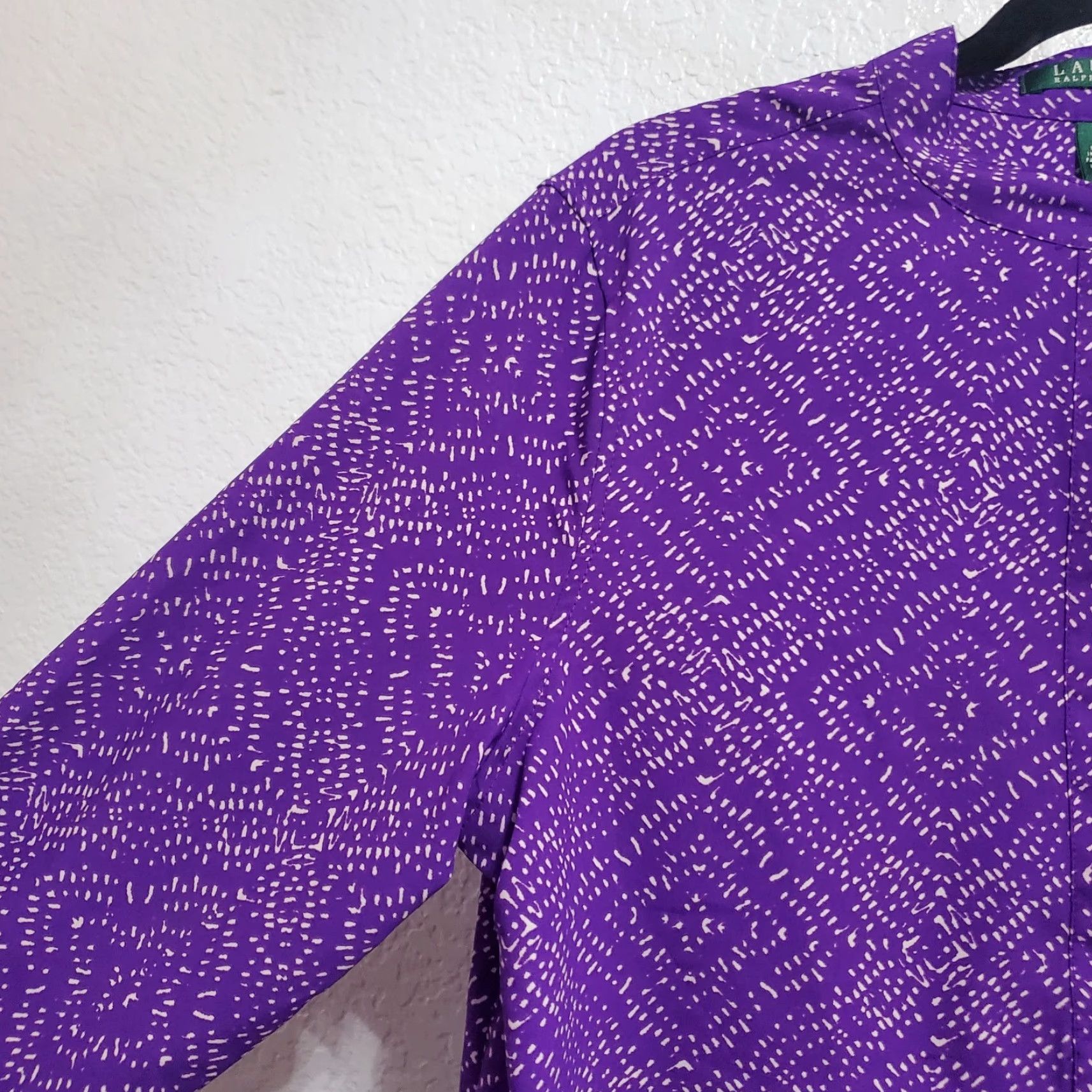 Ralph Lauren Lauren Ralph Lauren Womens Tunic Top Purple Print 1/2 Button Popover Size M Geometric Long Sleeve Strap? Wait. Size M / US 6-8 / IT 42-44 - 5 Thumbnail
