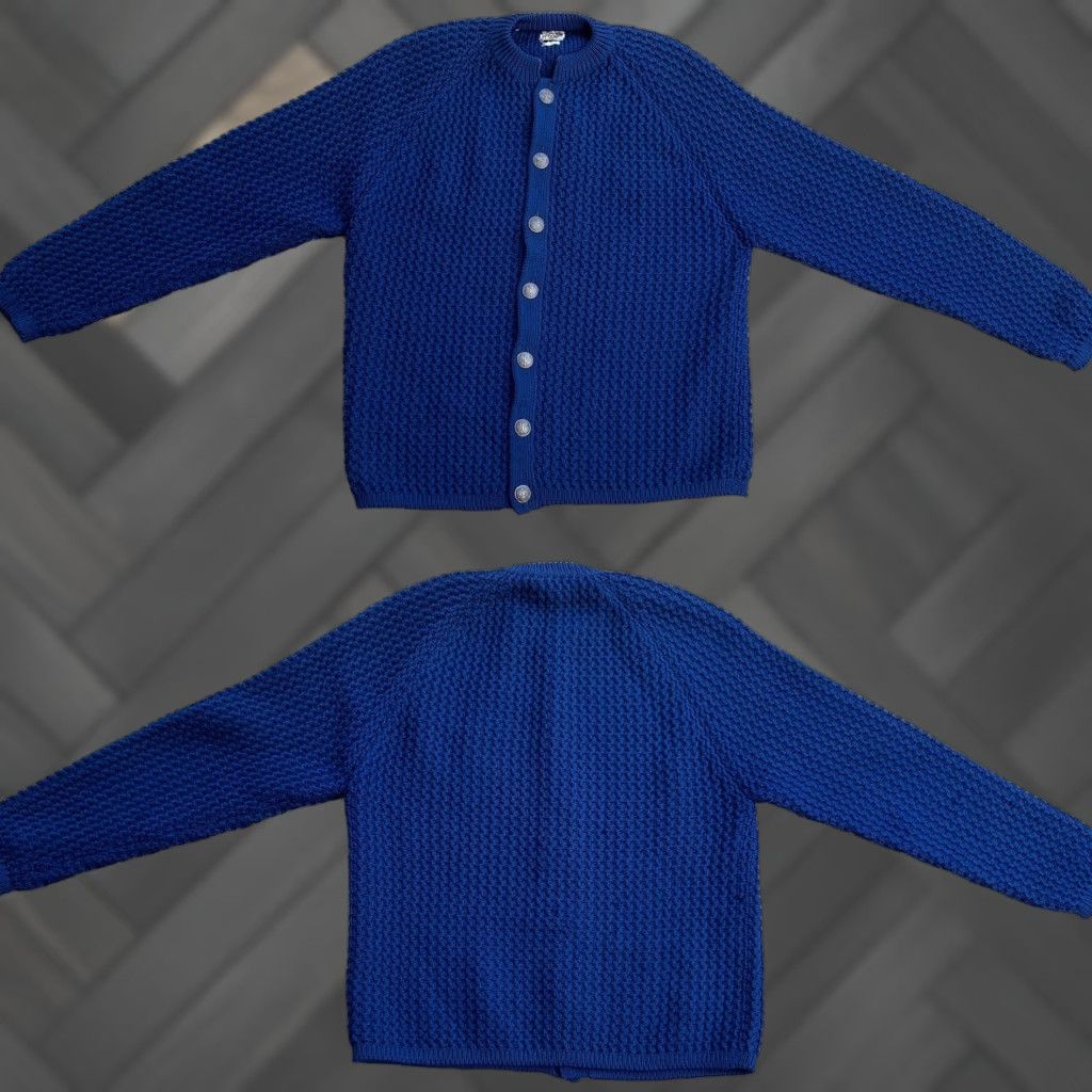 Vintage VINTAGE Sport ALM Kitzbohel-Tirol Made In Austria 100% Wool Cardigan Sweater M Blue Mens Regular Cardigan Wool Austria 100% Vintage Size M / US 6-8 / IT 42-44 - 1 Thumbnail