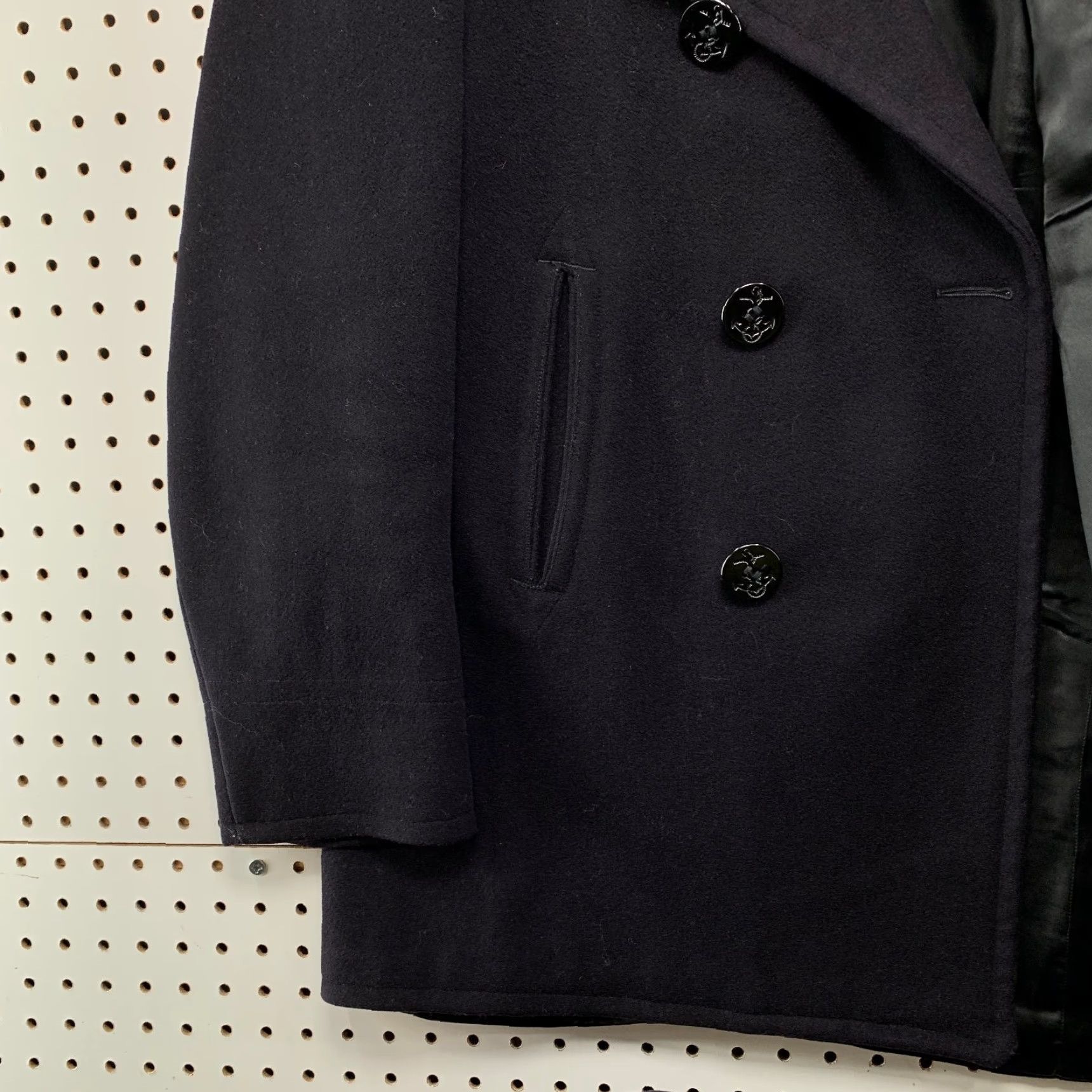Doublet VINTAGE US Navy Peacoat Mens 36 Black Kersey Double Breasted Military Issued Coat Size US XXS / EU 40 - 7 Thumbnail